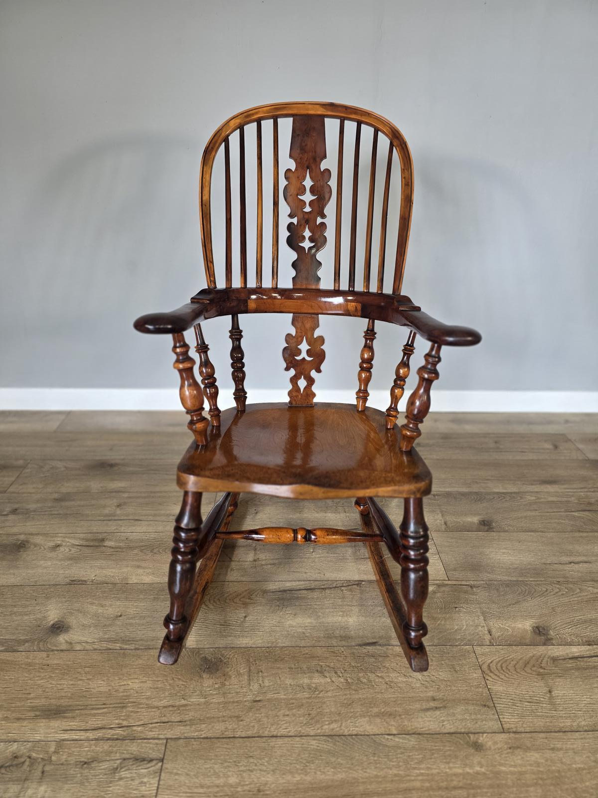 Yorkshire Rocking Chair 1860s Victorian Yew Wood Rocking Chair - LA542063