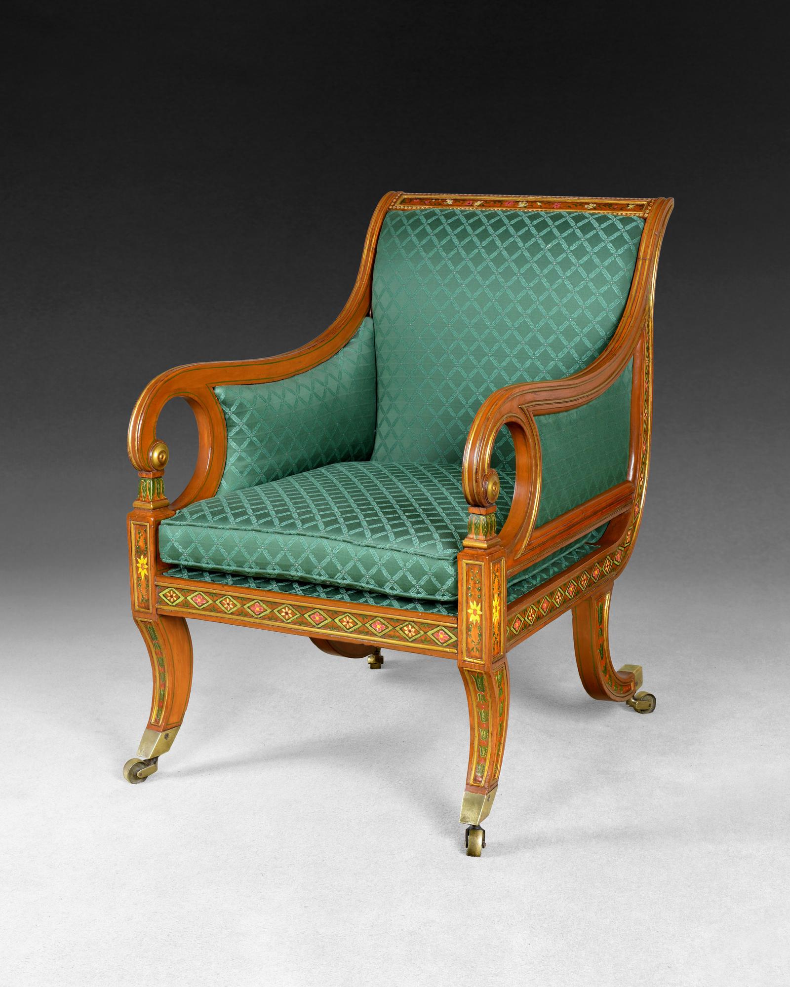 Regency Period Decorated & Gilt Library Chair (1 of 4) Regency Period Decorated & Gilt Library Chair (1 of 4)
