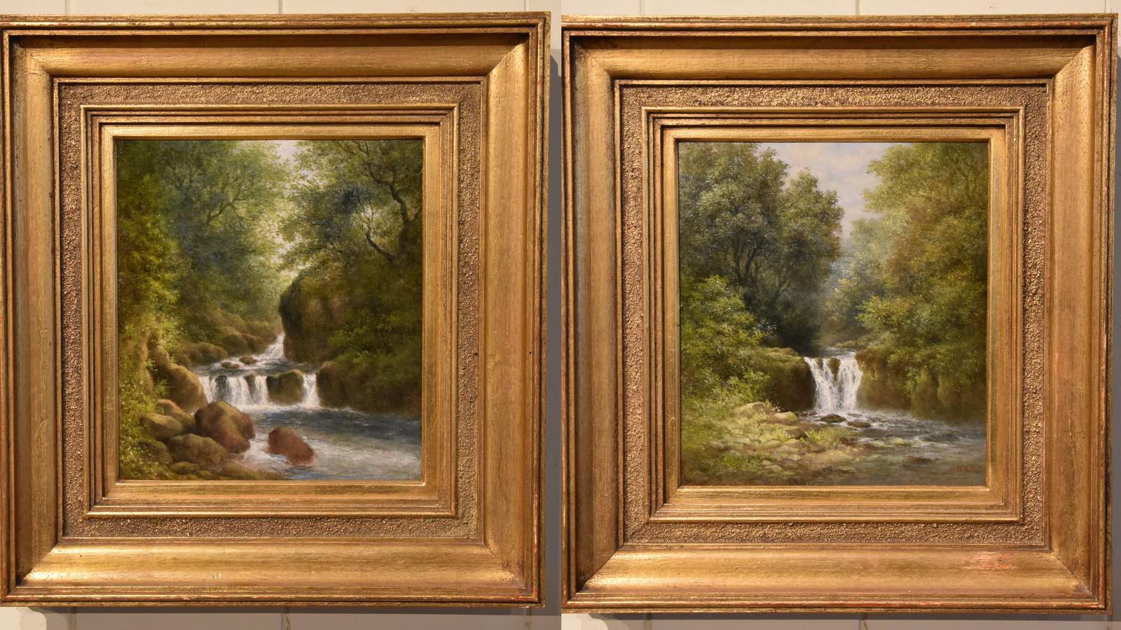 Oil Painting Pair by William Ward Gill "Falls at the Head of Loch Lomond" (1 of 8)
