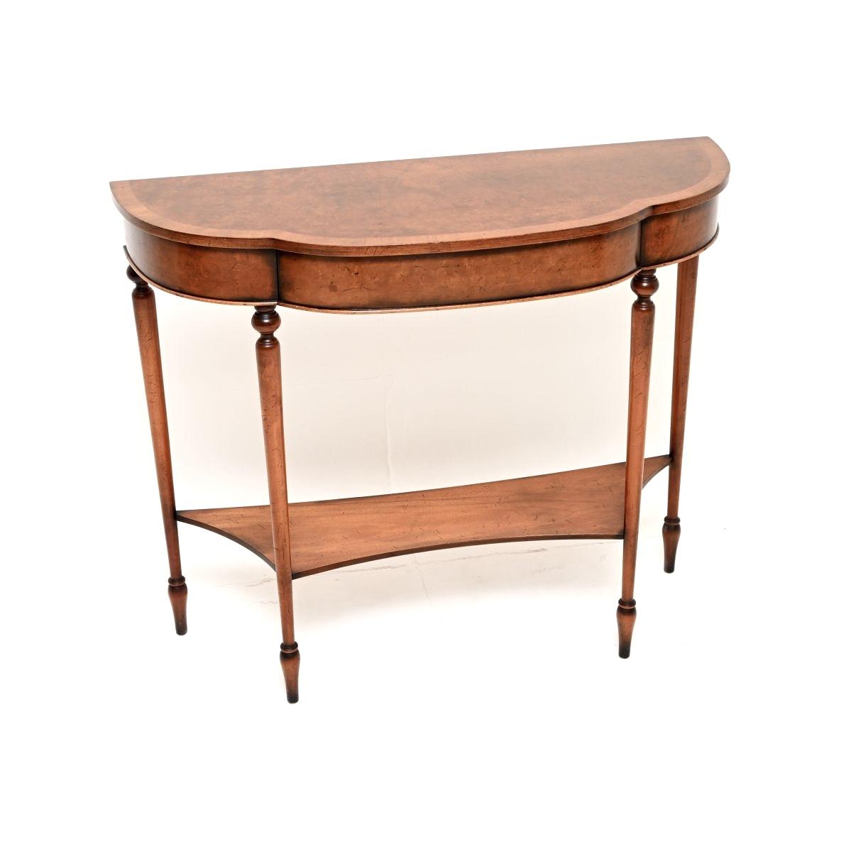 Antique Regency Style Burr Walnut Console Table (1 of 9) Antique Regency Style Burr Walnut Console Table (1 of 9)