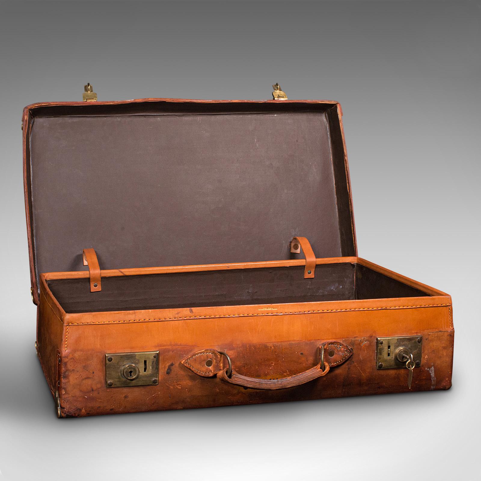Large Antique Suitcase, English, Leather, Gentleman's Travelling Case, Edwardian (1 of 10)