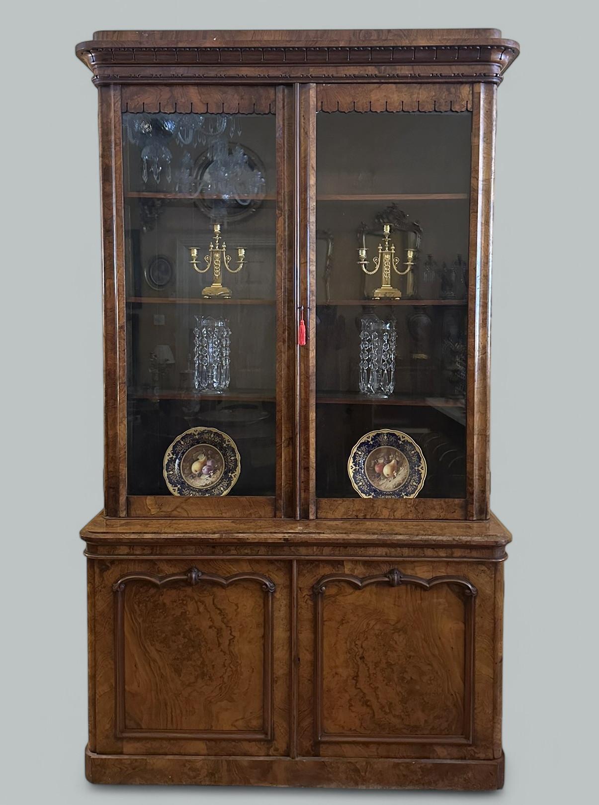 Antique Irish Burl Walnut Two Door Bookcase Attrib Robert Strahan Dublin Ireland (1 of 7) Antique Irish Burl Walnut Two Door Bookcase Attrib Robert Strahan Dublin Ireland (1 of 7)