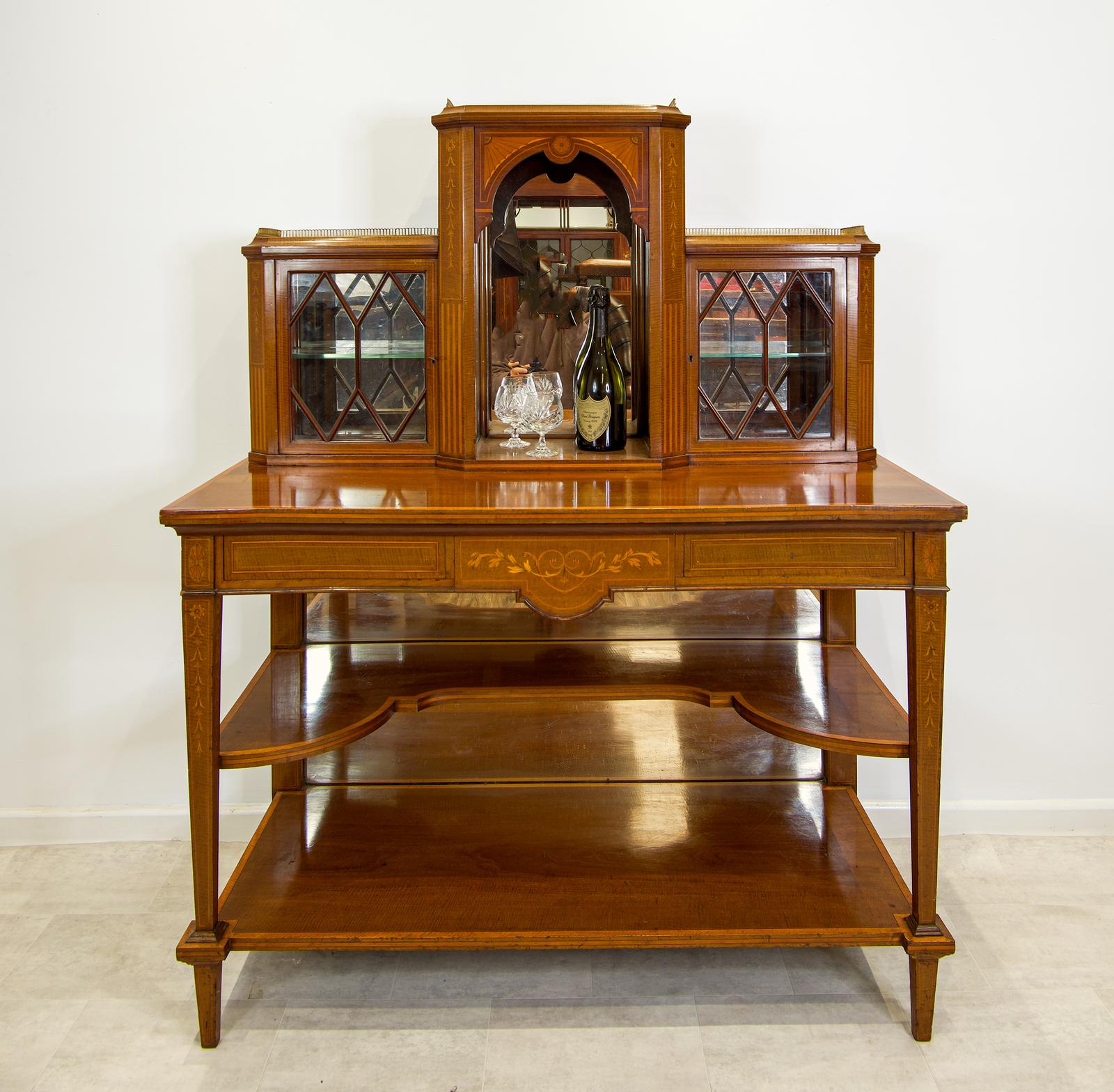 Fine Antique Mahogany & Inlaid Bonheur Du Jour / Writing Desk (1 of 7)