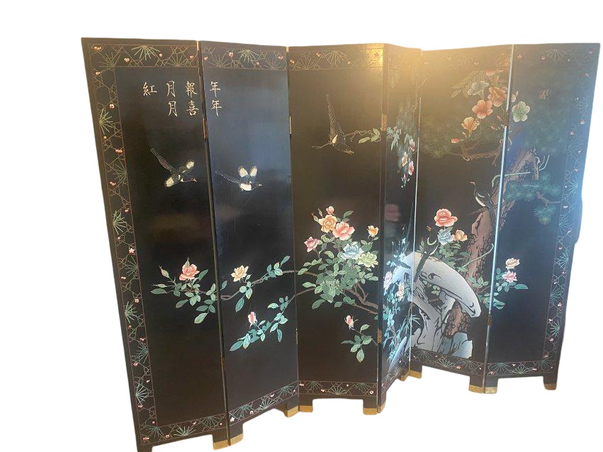Oriental Embossed Lacquered Dressing Room Screen (1 of 4) Oriental Embossed Lacquered Dressing Room Screen (1 of 4)