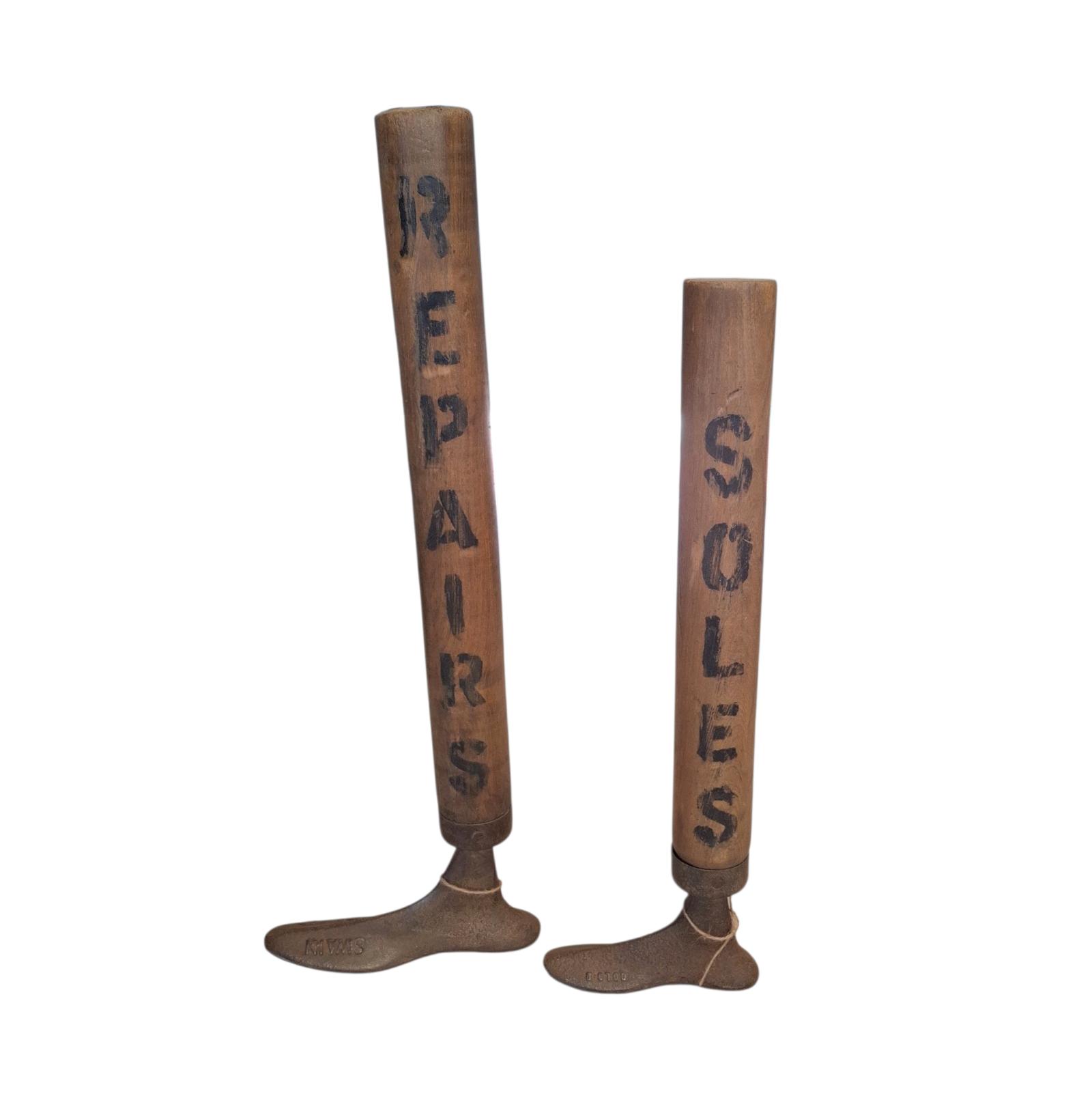 Pair of Scarce Cast Iron Advertisement Cobblers Feet (or "Lasts") (1 of 1)
