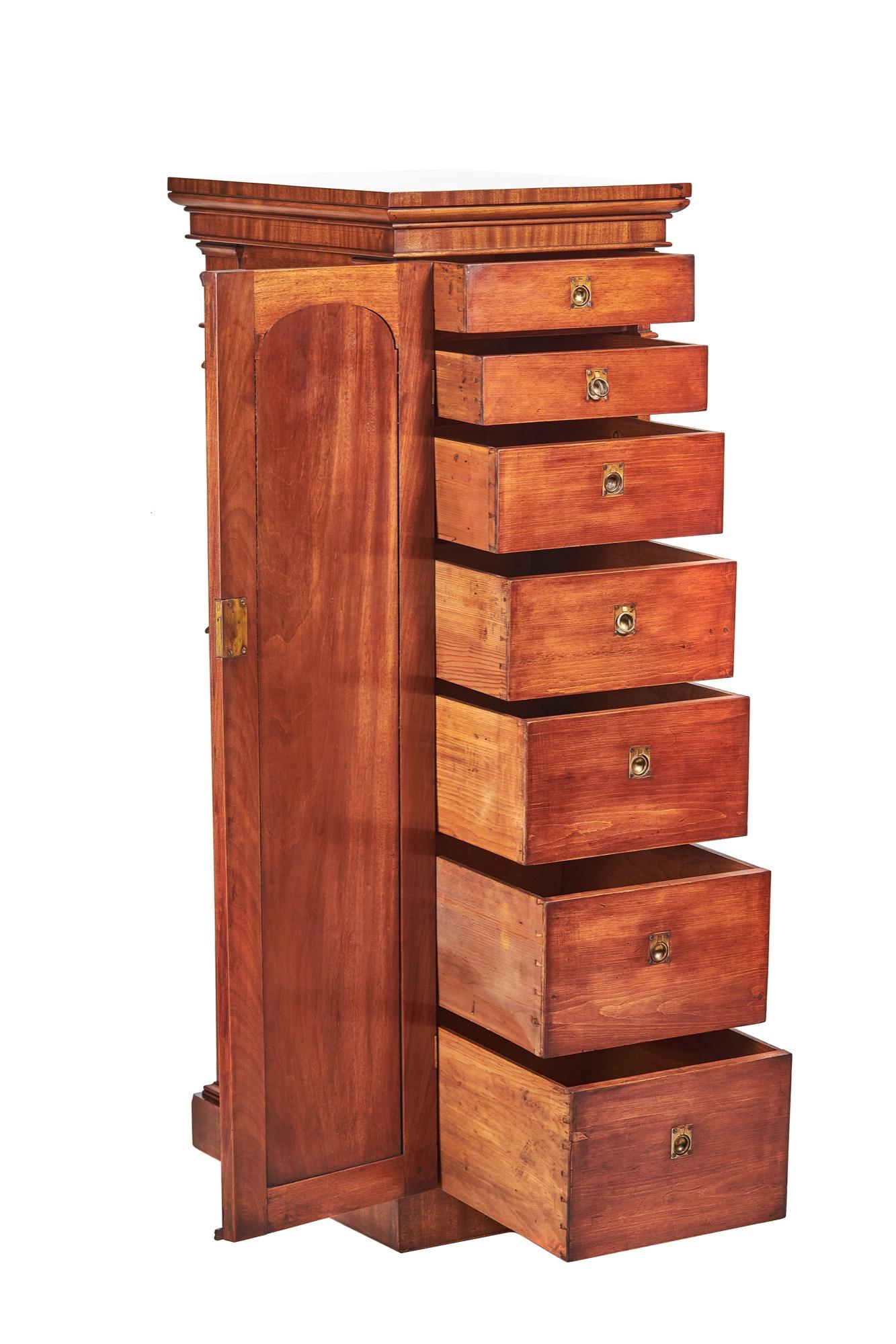 William IV Period 7 Drawer Fitted Tall Pedestal Cabinet (1 of 6)
