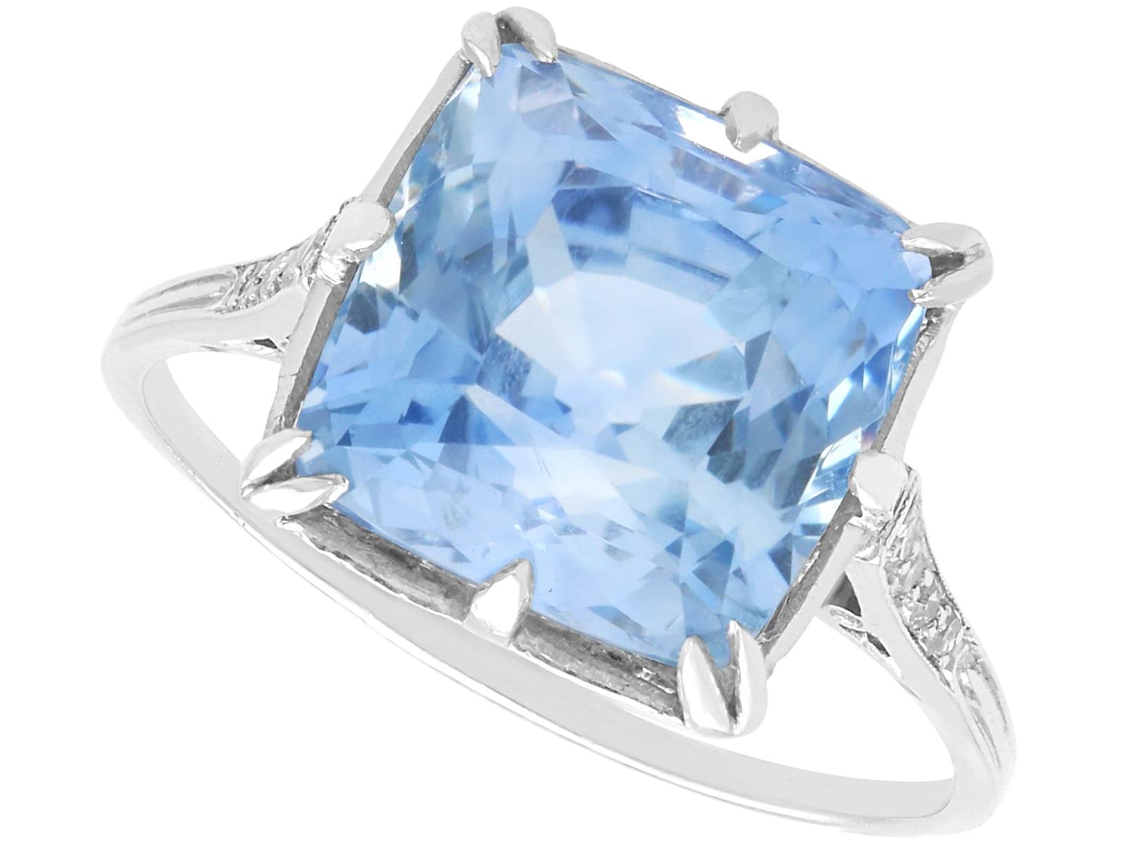 8.80ct Madagascan Sapphire & Diamond, Platinum Ring c.1935 (1 of 14)