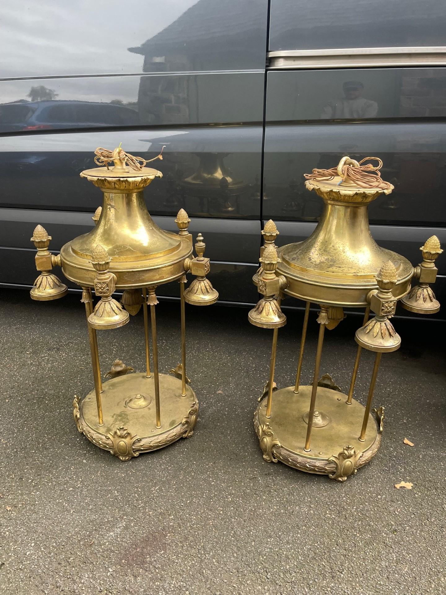 Large Pair Antique Brass Lanterns (1 of 7) Large Pair Antique Brass Lanterns (1 of 7)