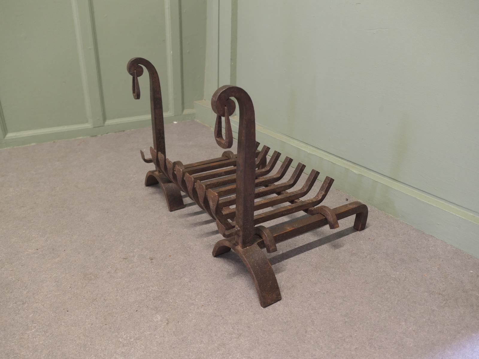 Inglenook Fireplace Grate on Andirons (1 of 5) Inglenook Fireplace Grate on Andirons (1 of 5)