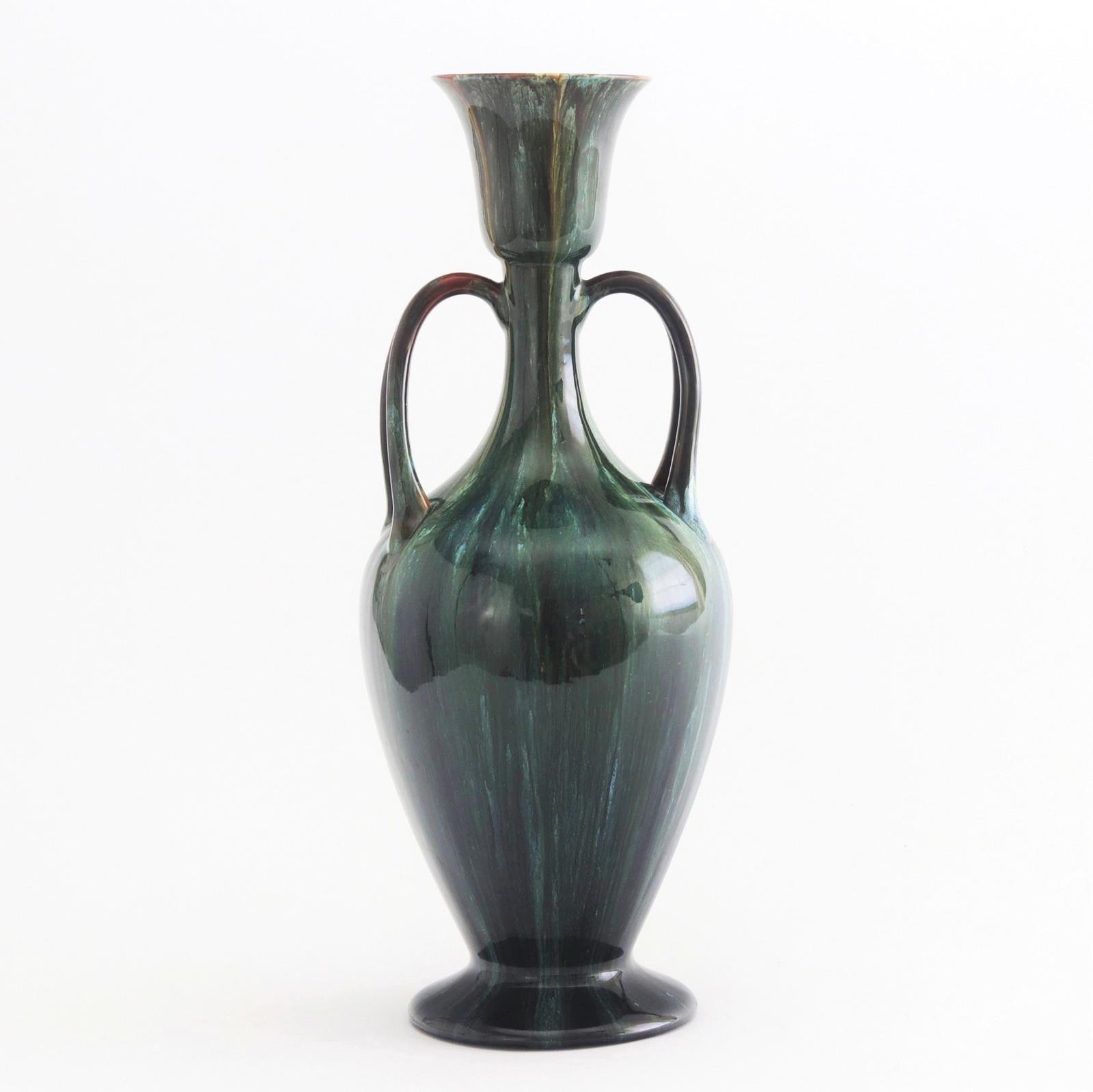 Tall Linthorpe Pottery Twin Handle Drip-glaze Vase c.1885 (1 of 10)