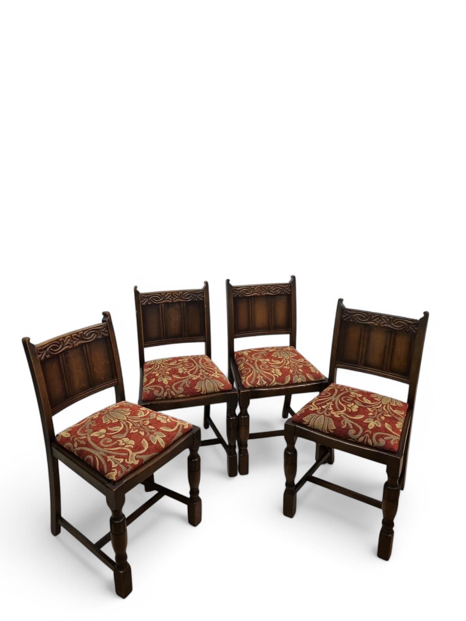 Oak Dining Chairs / Set of 4 / Newly Upholstered c.1930 (1 of 10)