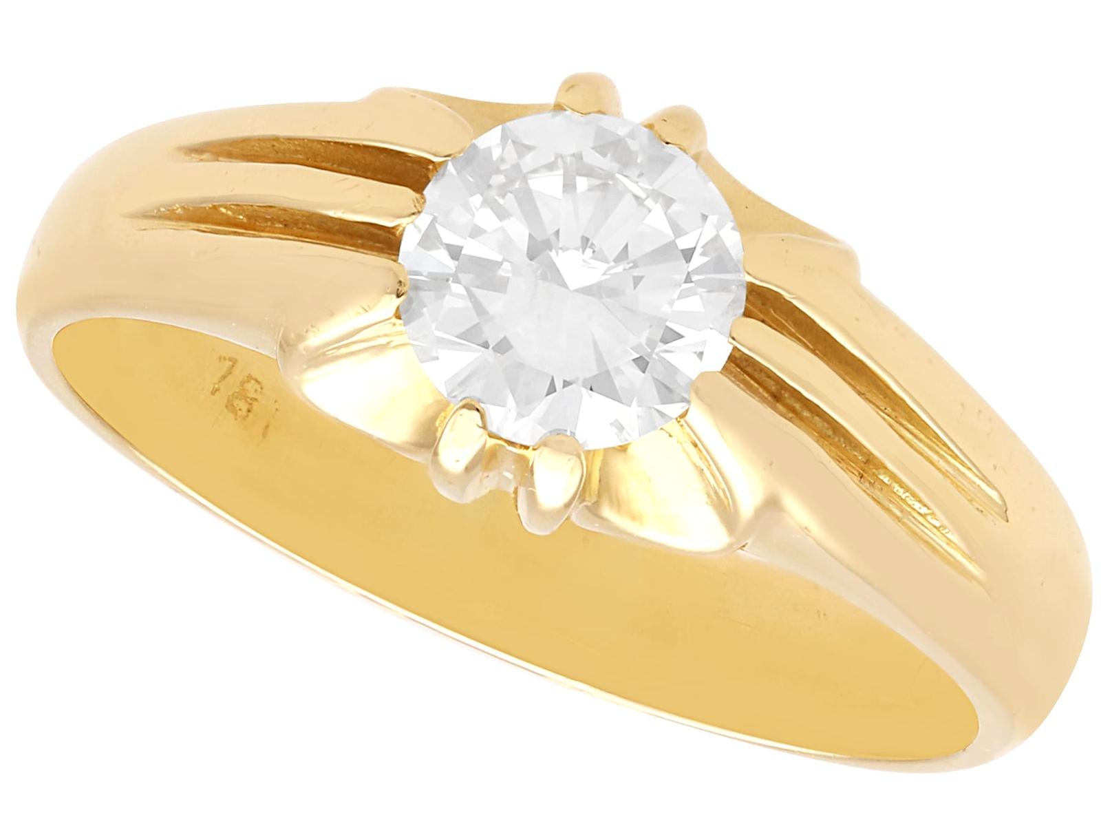 1.13ct Diamond & 18k Yellow Gold Solitaire Ring c.1930 (1 of 13)