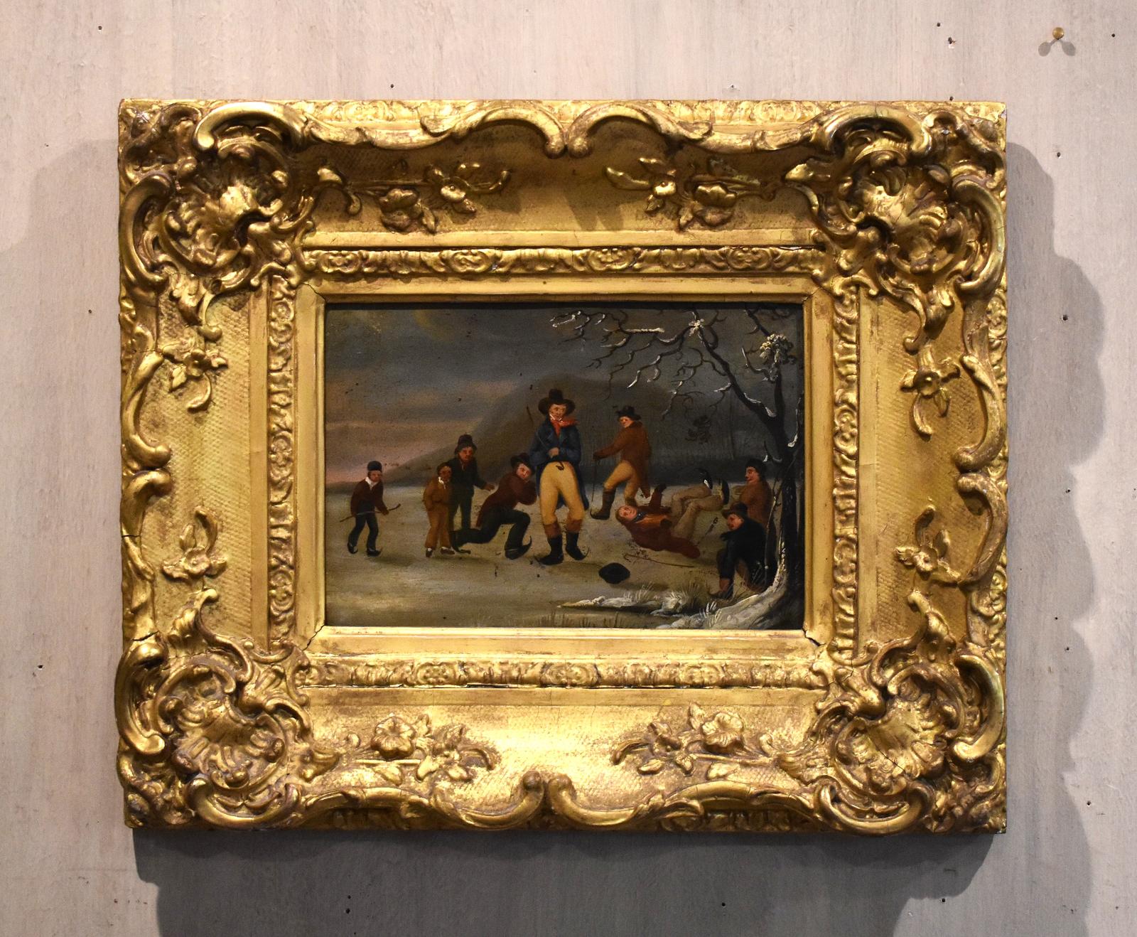 Late Georgian Oil Painting of Ice Skating (1 of 5)