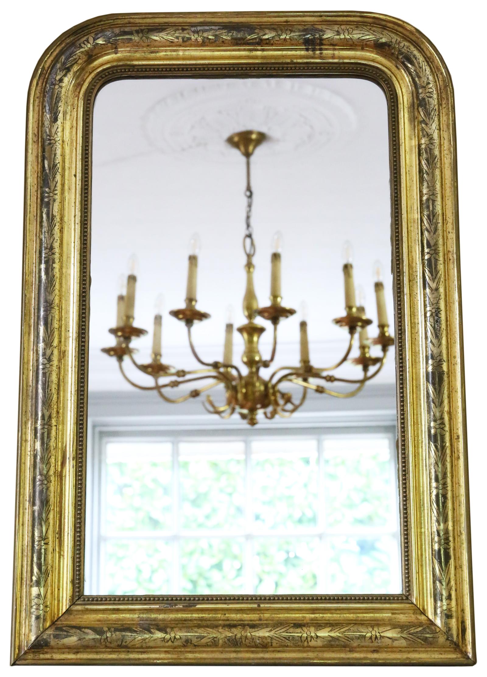 Antique 19th Century Quality Louis Philippe Gilt Overmantle or Wall Mirror (1 of 5)