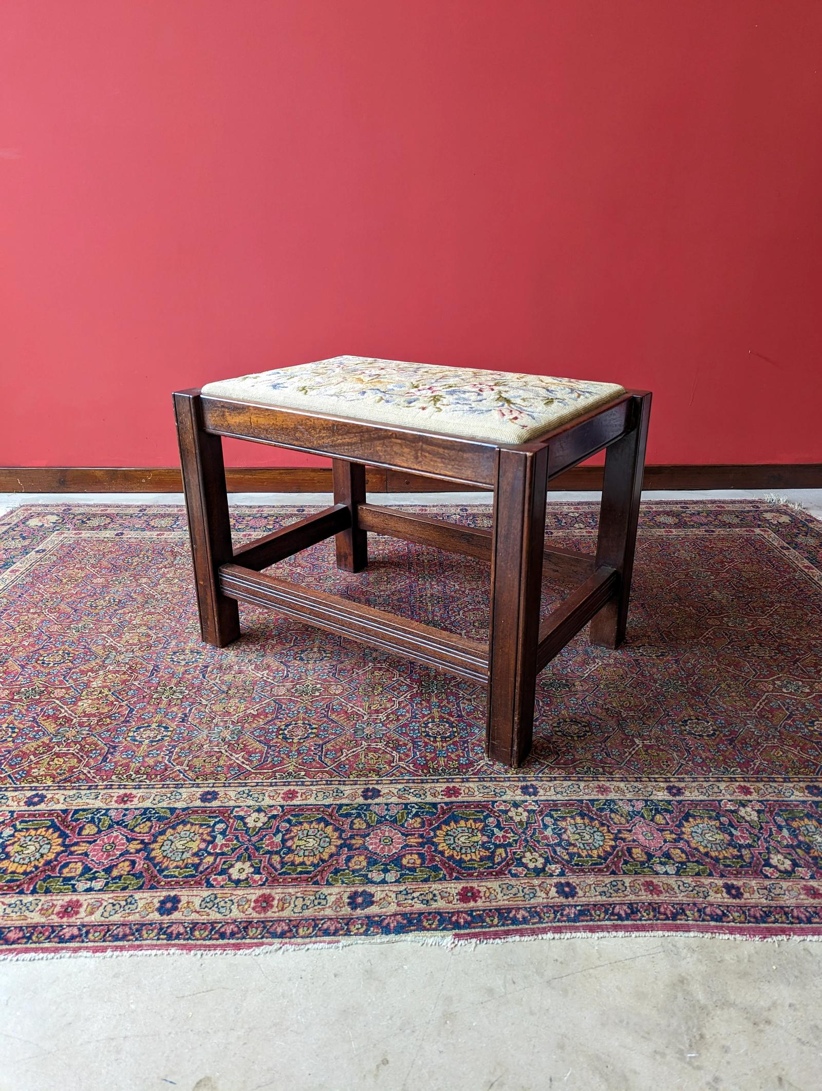 Antique Early 20th Century Oak Tapestry Stool / Footstool (1 of 10) Antique Early 20th Century Oak Tapestry Stool / Footstool (1 of 10)