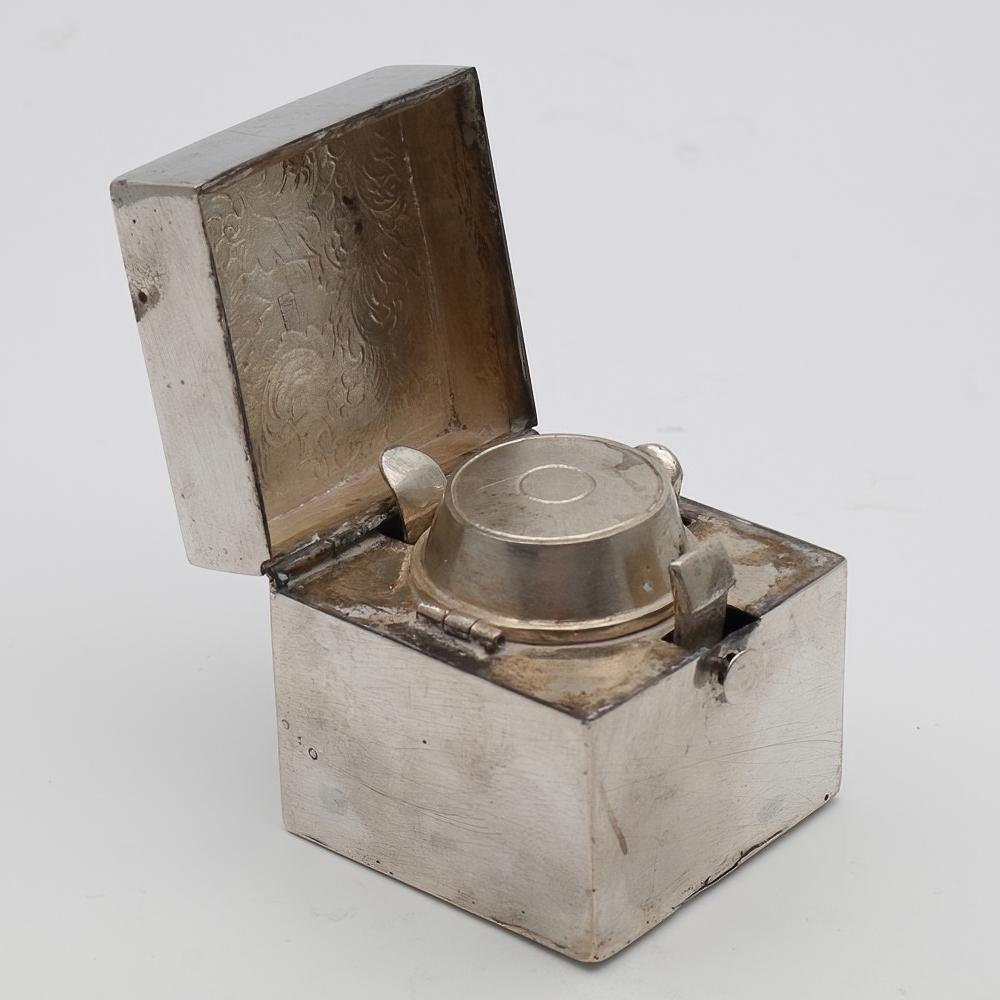 Chinese Export Silver Travelling Cube Inkwell Holder (1 of 5)