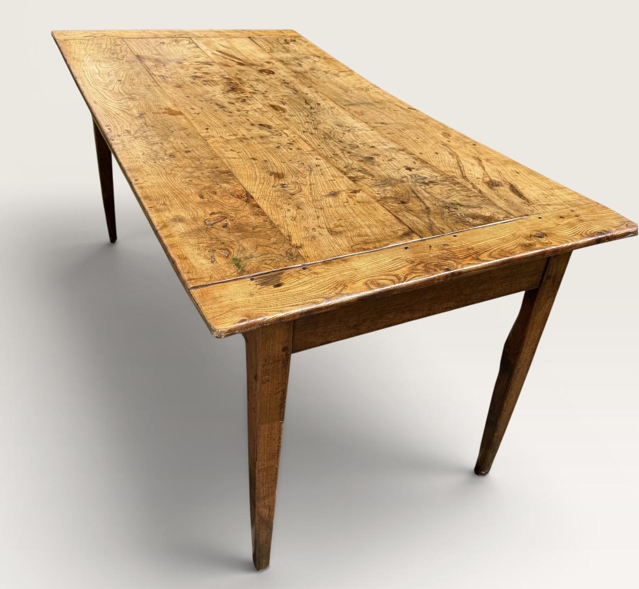 Farmhouse Table in Figured Elm (1 of 8) Farmhouse Table in Figured Elm (1 of 8)