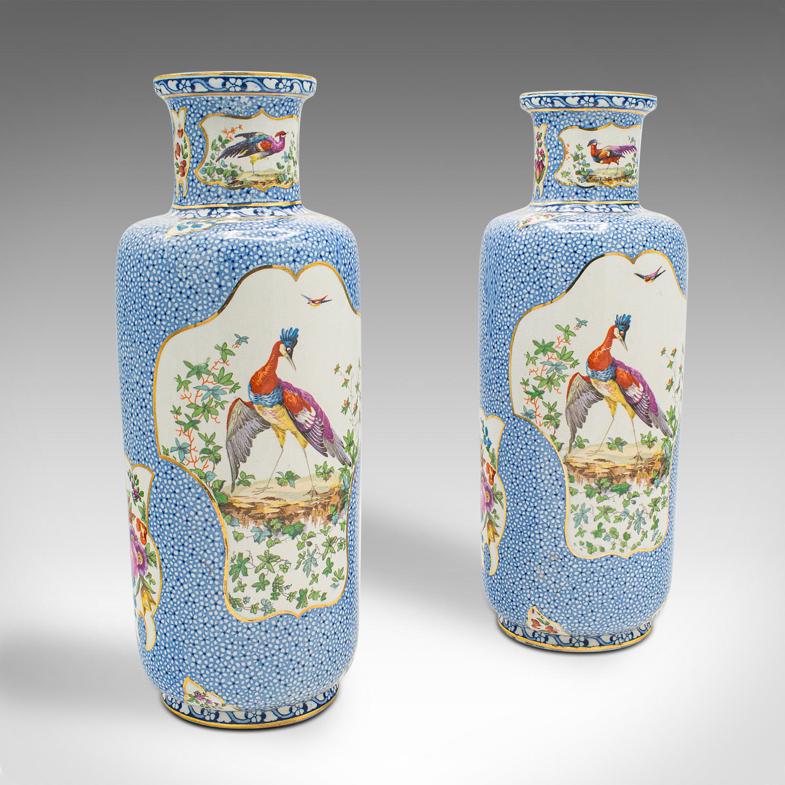 Pair Of Antique Decorative Stem Vases, English, Ceramic Flower Sleeve, Edwardian (1 of 12)