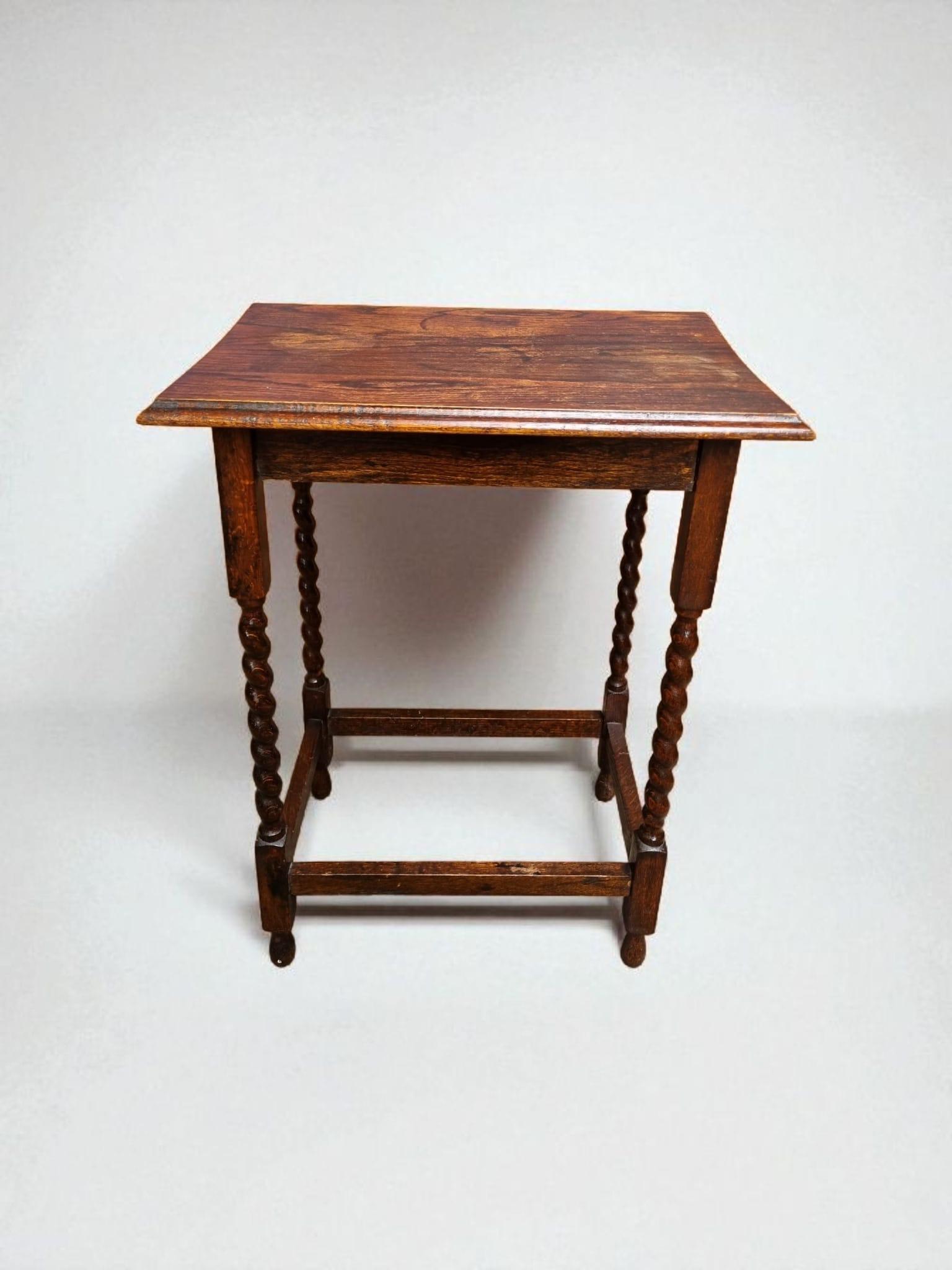 Antique Oak Barley Twist Side Table c.1920 (1 of 8)