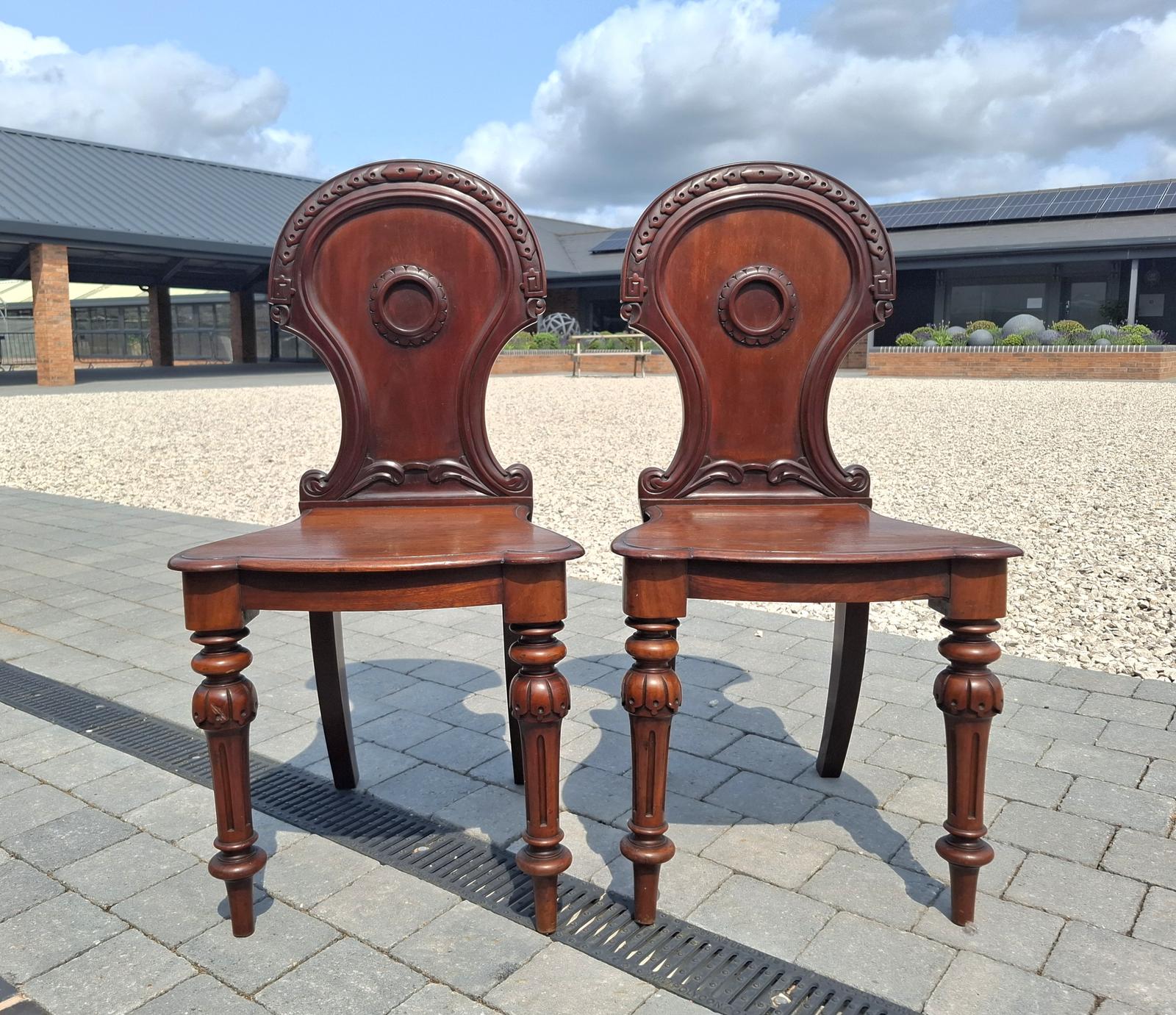 Pair of Mahogany Regency Period Hall Chairs (1 of 6)