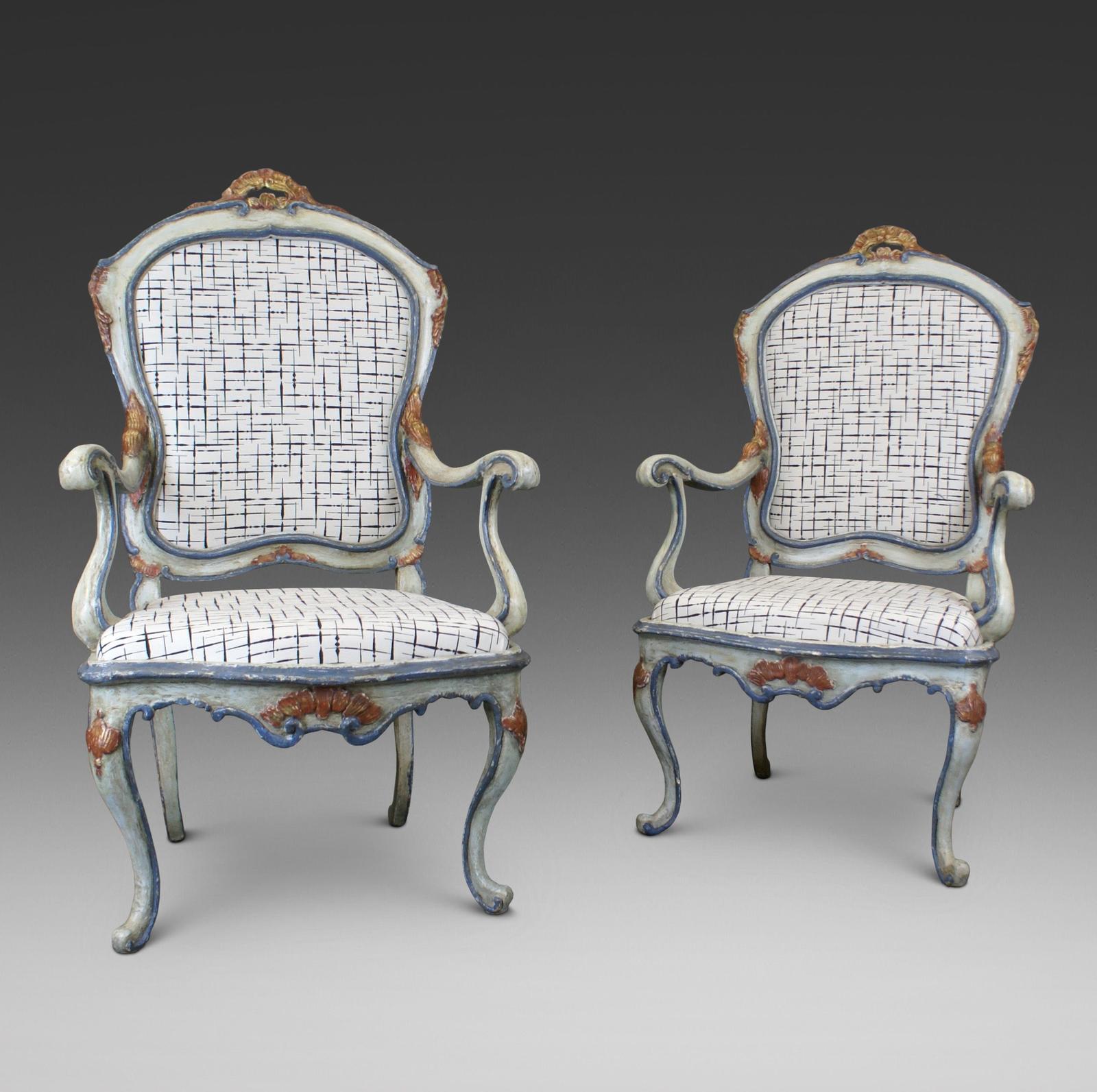 A Rare Pair of 18th Century Barocchetto Arm Chairs (1 of 6)