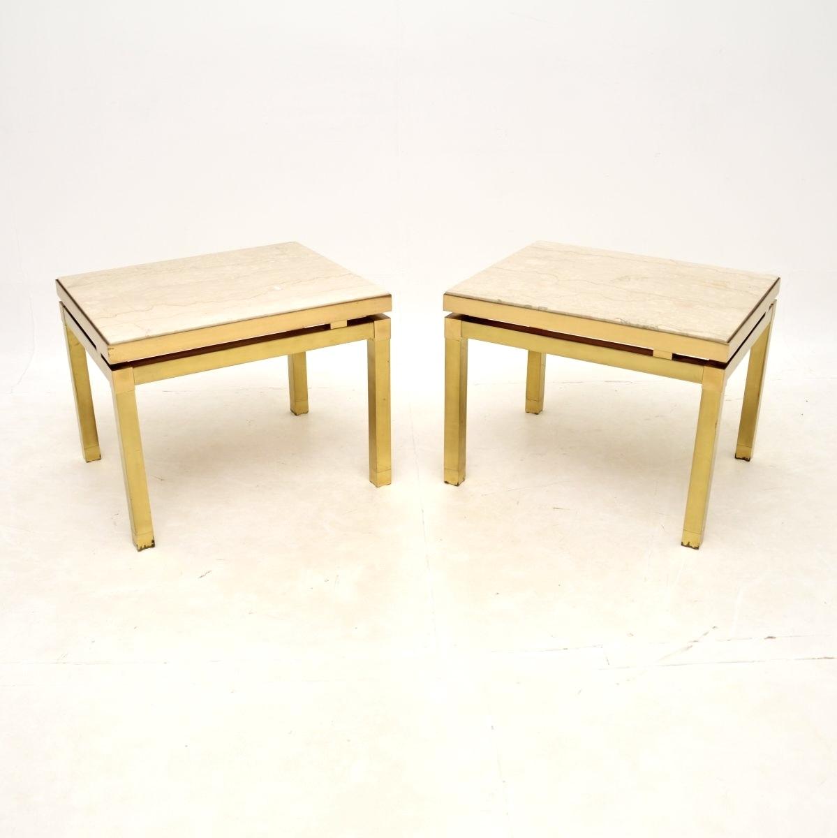Pair of Vintage Italian Brass and Marble Side Tables (1 of 7) Pair of Vintage Italian Brass and Marble Side Tables (1 of 7)
