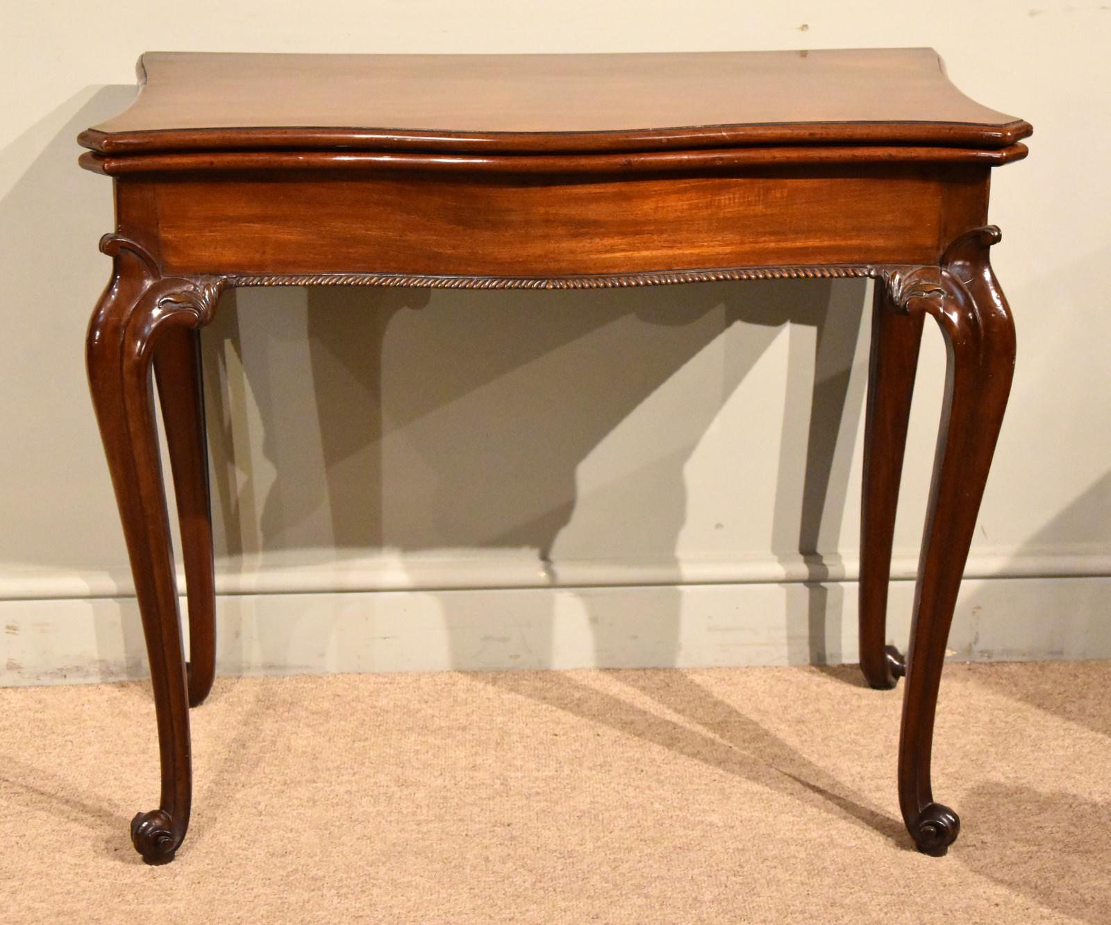 18th Century Mahogany Serpentine Carved Card Table (1 of 5)