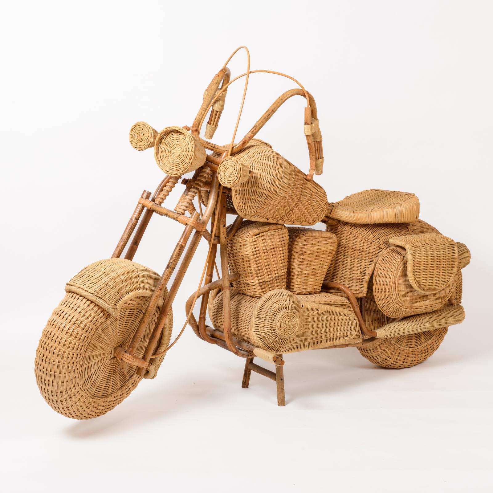 Tom Dixon (British, b. 1959)  Full-size Wicker and Bentwood “harley Davidson” Motorcycle Sculpture (1 of 12)