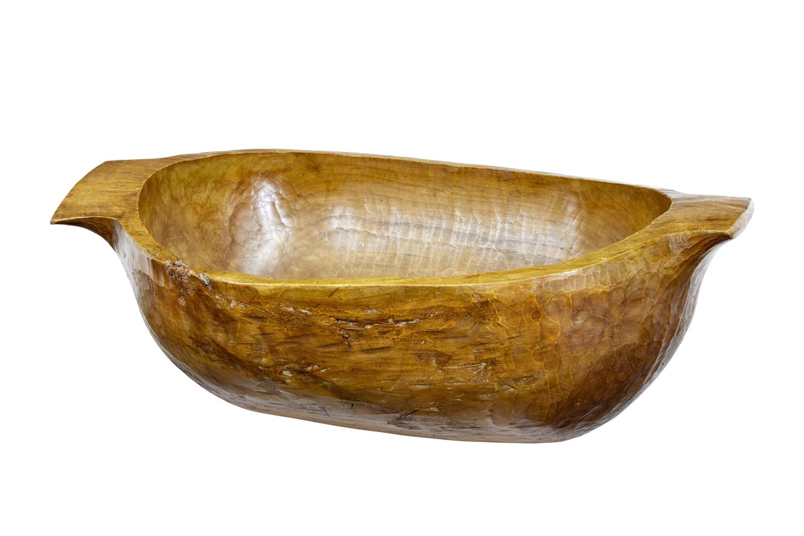 Hand Polished Large Early 20th Century Carved Bowl (1 of 6)