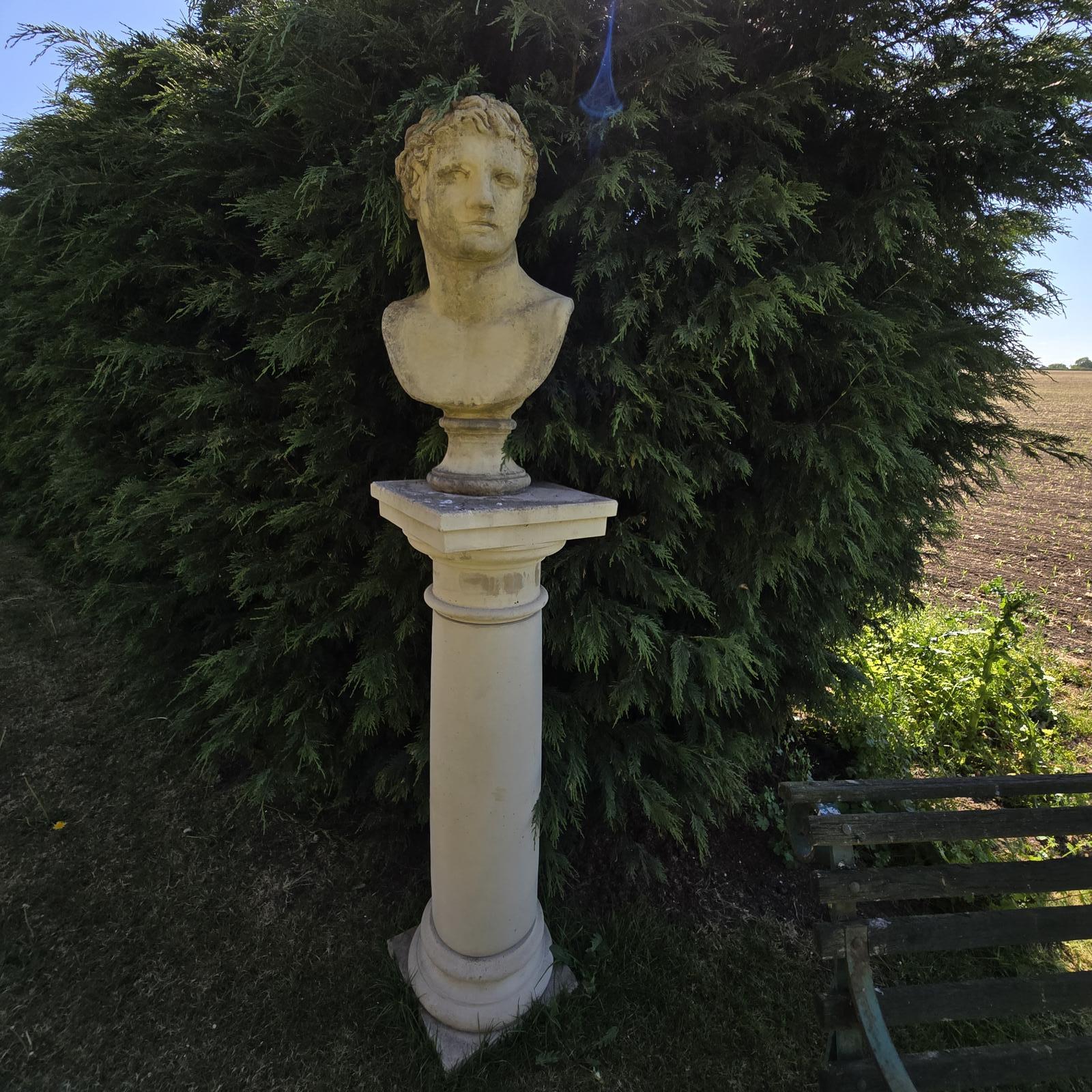 Large Stone Garden Pedestal with Bust (1 of 7) Large Stone Garden Pedestal with Bust (1 of 7)