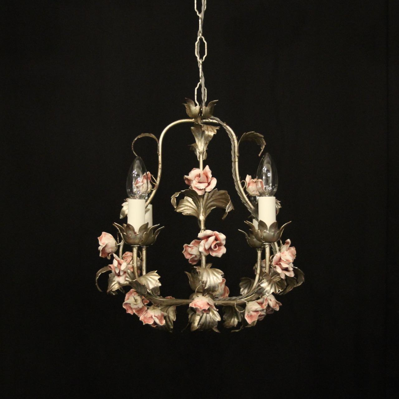 French Toleware 4 Light Flower Chandelier (1 of 10) French Toleware 4 Light Flower Chandelier (1 of 10)