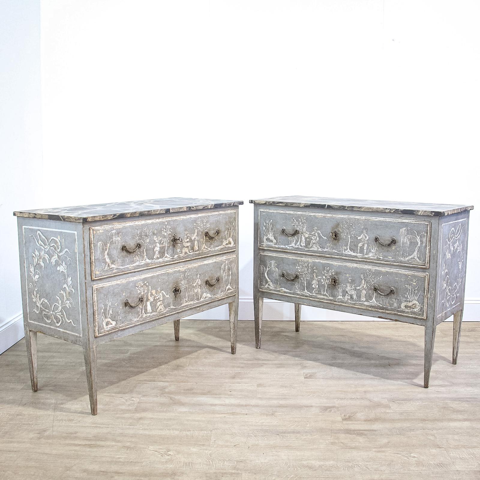 Pair of Italian Grey Painted Commodes c.1900 (1 of 19) Pair of Italian Grey Painted Commodes c.1900 (1 of 19)