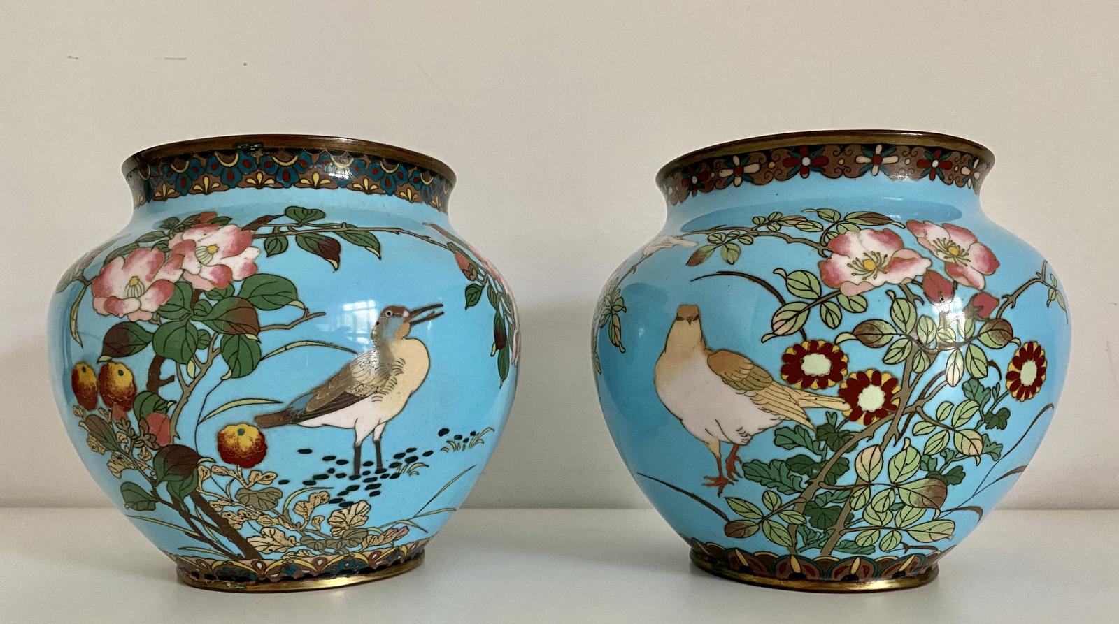 Pair of Japanese Cloisonne Jardinières c.1900 (1 of 12)
