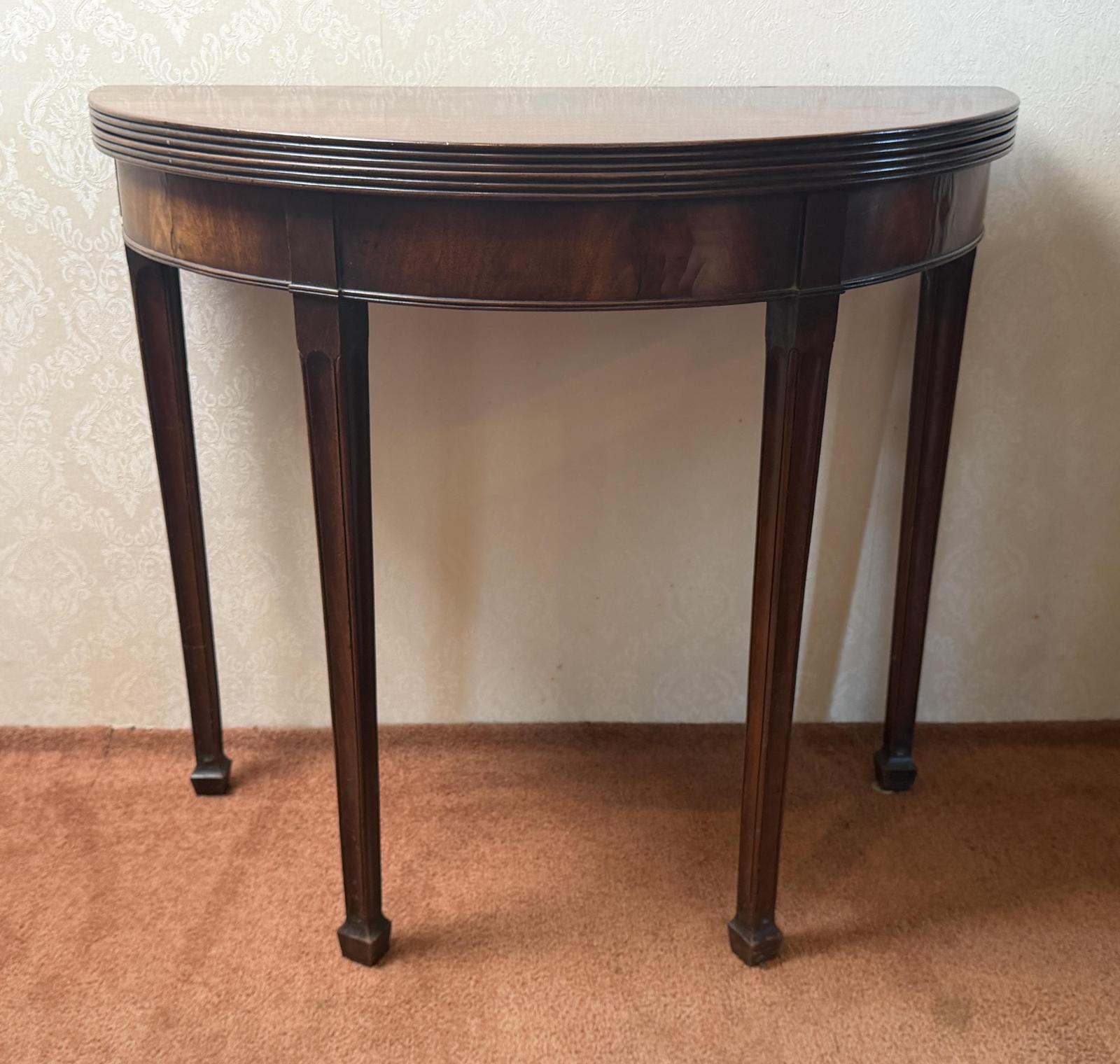 18th Century Mahogany Demi Lune Fold Over Tea Table (1 of 6) 18th Century Mahogany Demi Lune Fold Over Tea Table (1 of 6)