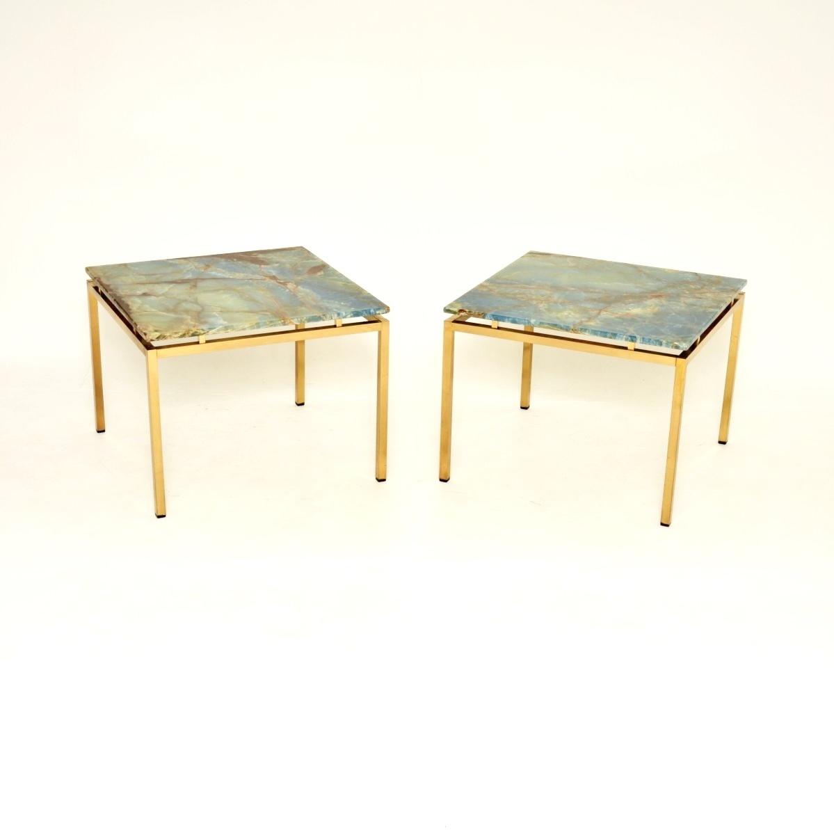 Pair of Vintage Italian Brass & Marble Side Tables (1 of 9) Pair of Vintage Italian Brass & Marble Side Tables (1 of 9)