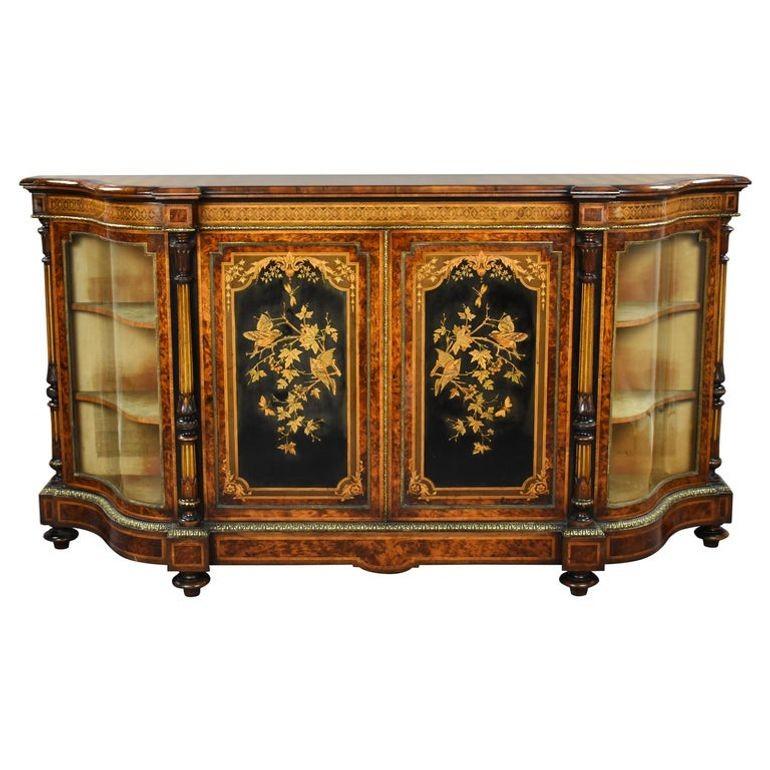 Victorian Burr Walnut & Marquetry Credenza by Gillows (1 of 20)