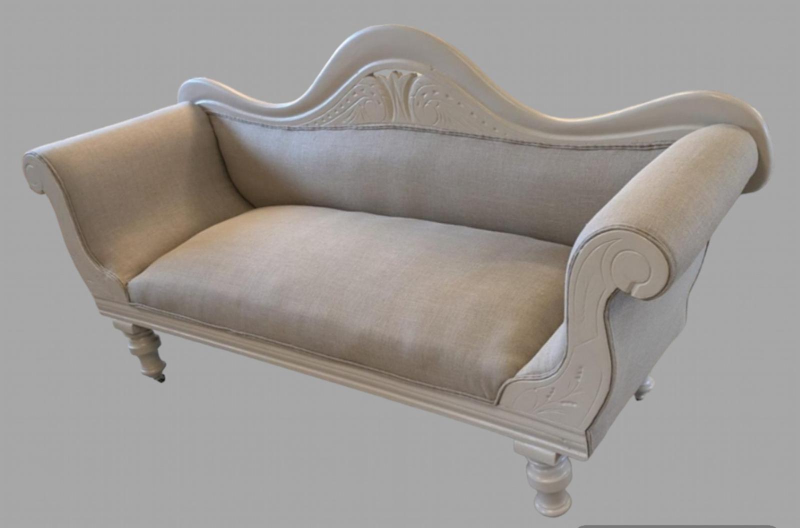 Victorian Painted Camel Backed Wood Framed Scroll End Sofa (1 of 5)