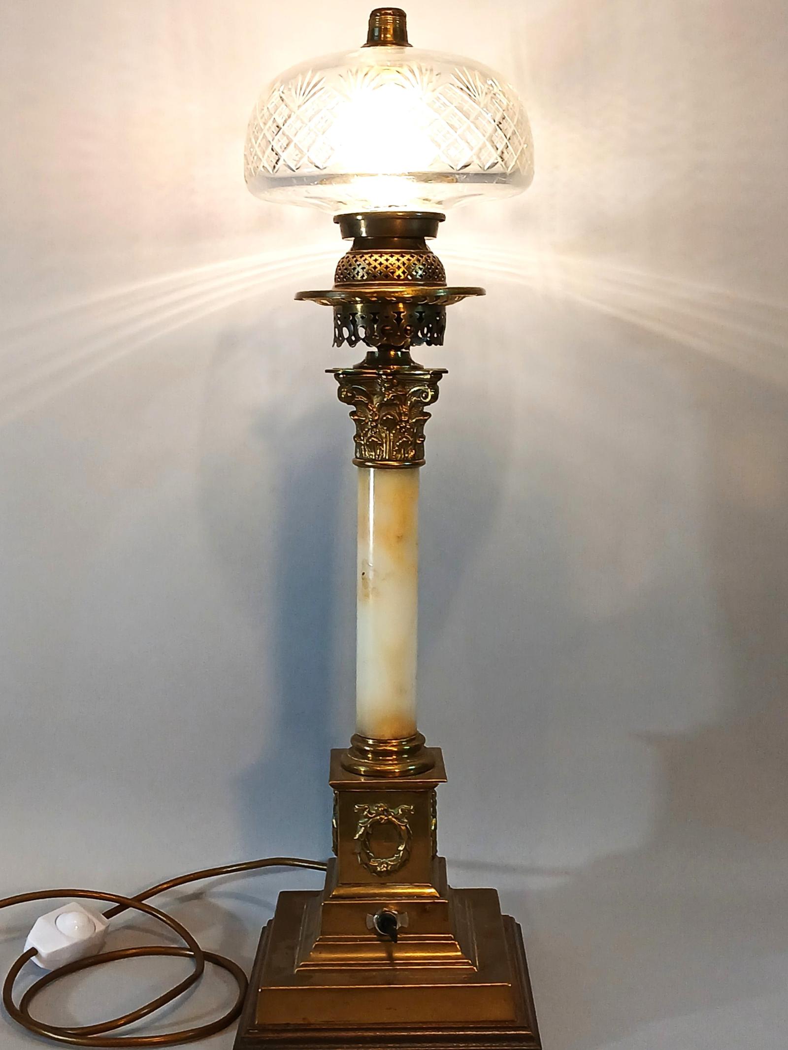 Outstanding Brass And Marble Oil Lamp Converted Into Dimmable Electric Table/side Lamp – GOL041 (1 of 13)