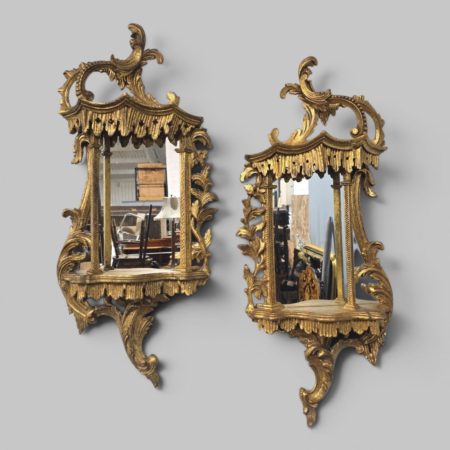 Pair of Chinese Chippendale Giltwood Wall Mirrors (1 of 11) Pair of Chinese Chippendale Giltwood Wall Mirrors (1 of 11)