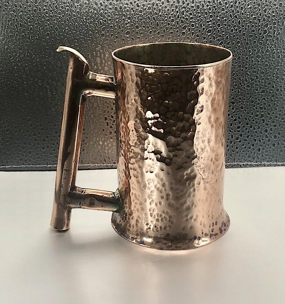 Heavy Arts & Crafts Planished Copper Tankard (1 of 5)