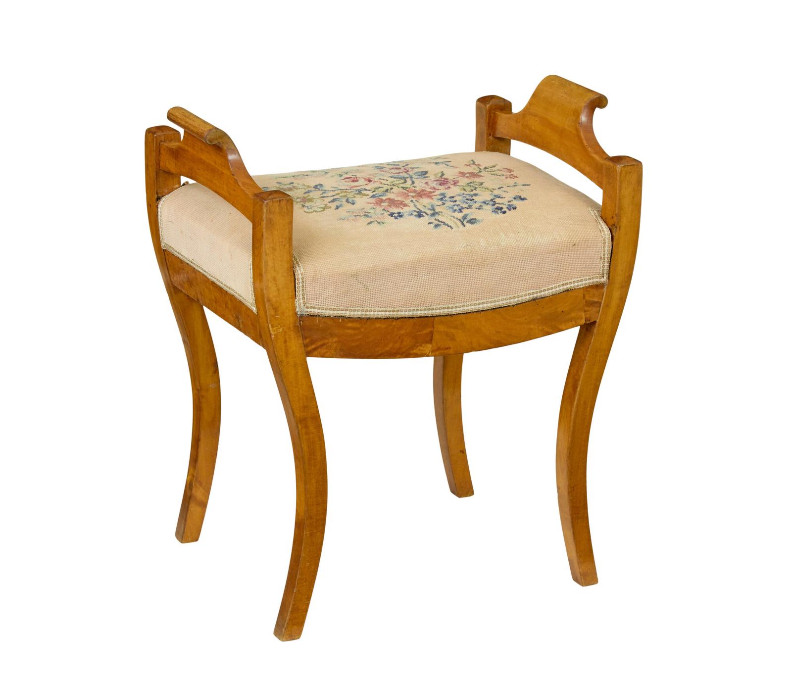 Mid 19th Century Swedish Birch Empire Stool (1 of 7)