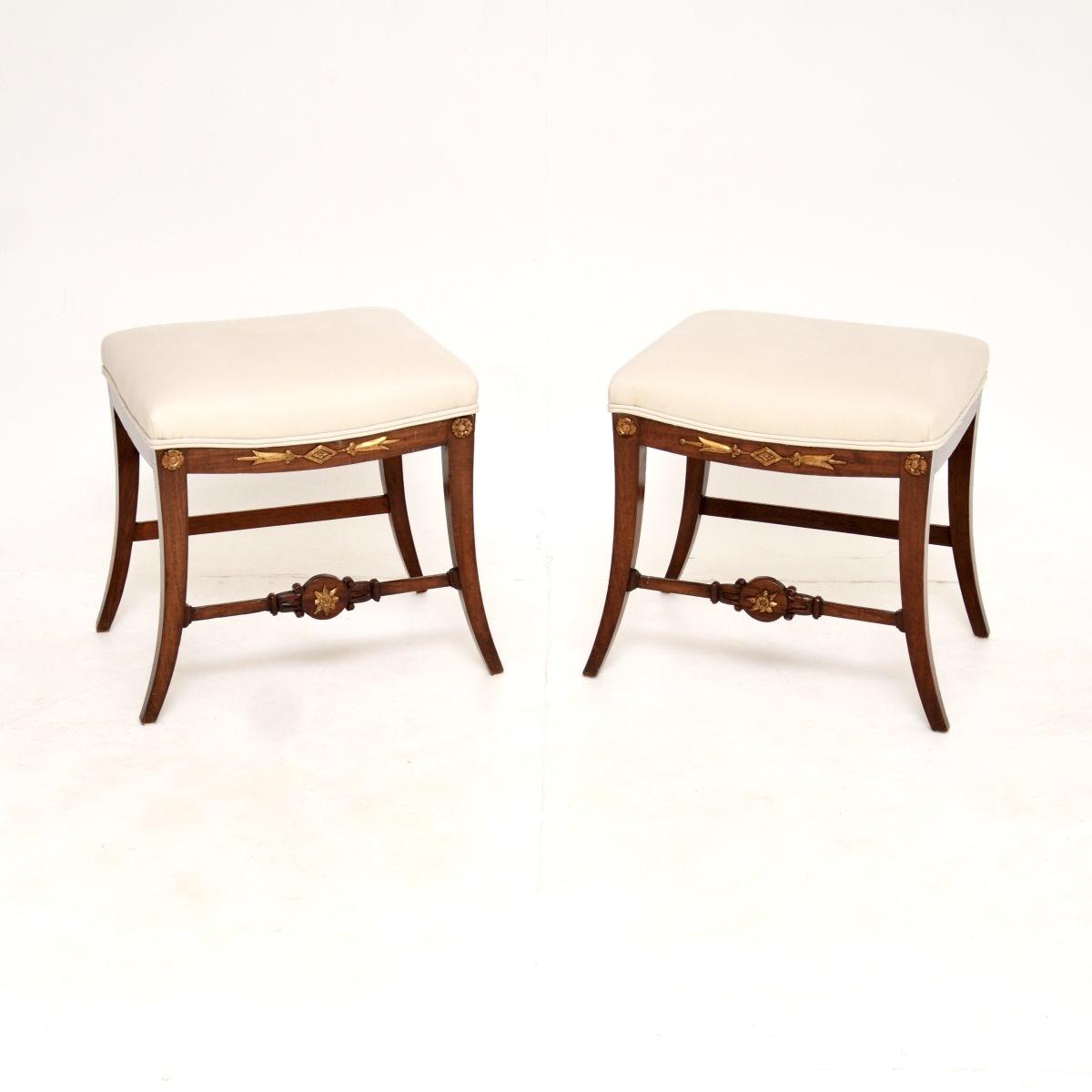 Pair of Antique Swedish Mahogany Stools (1 of 9) Pair of Antique Swedish Mahogany Stools (1 of 9)