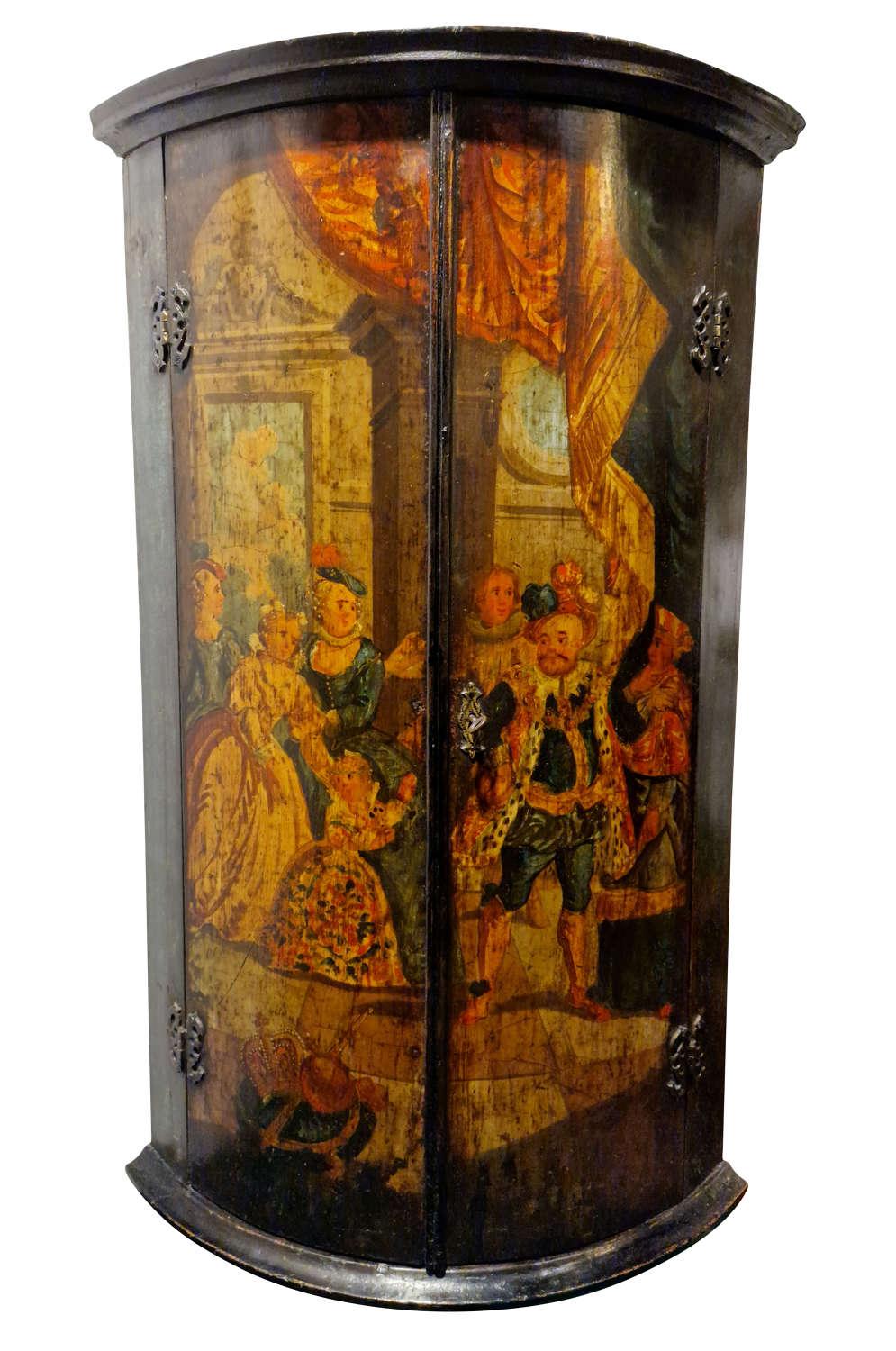 18thc Painted Corner Cupboard (1 of 4)