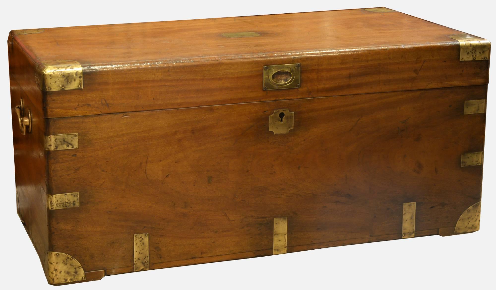 Camphor Wood Brass Bound Trunk c.1850 (1 of 1) Camphor Wood Brass Bound Trunk c.1850 (1 of 1)
