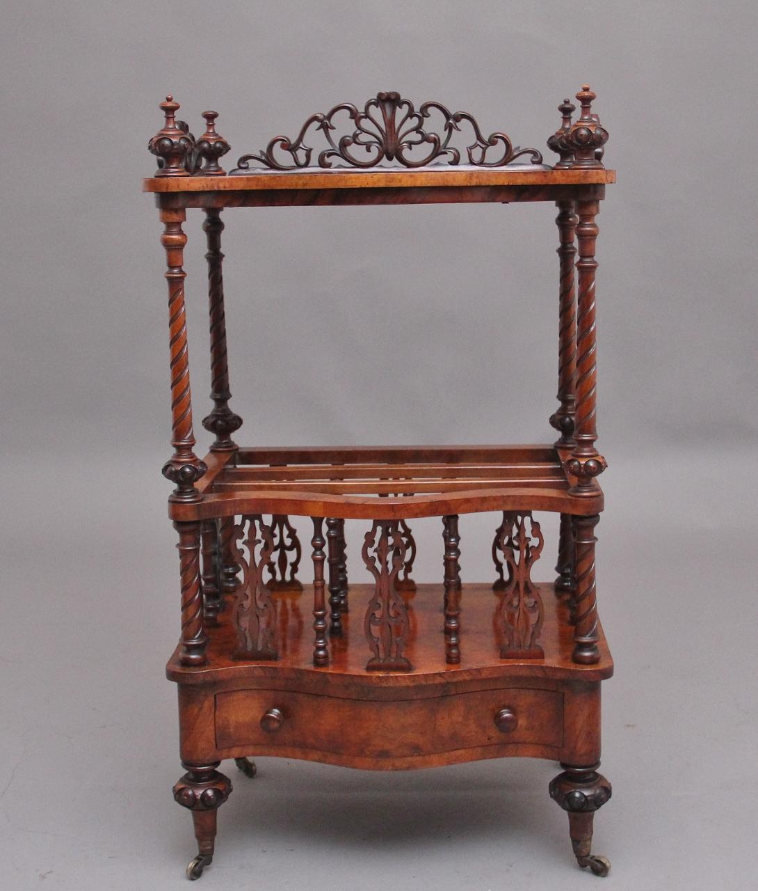 19th Century Burr Walnut Canterbury of Serpentine Form (1 of 12) 19th Century Burr Walnut Canterbury of Serpentine Form (1 of 12)