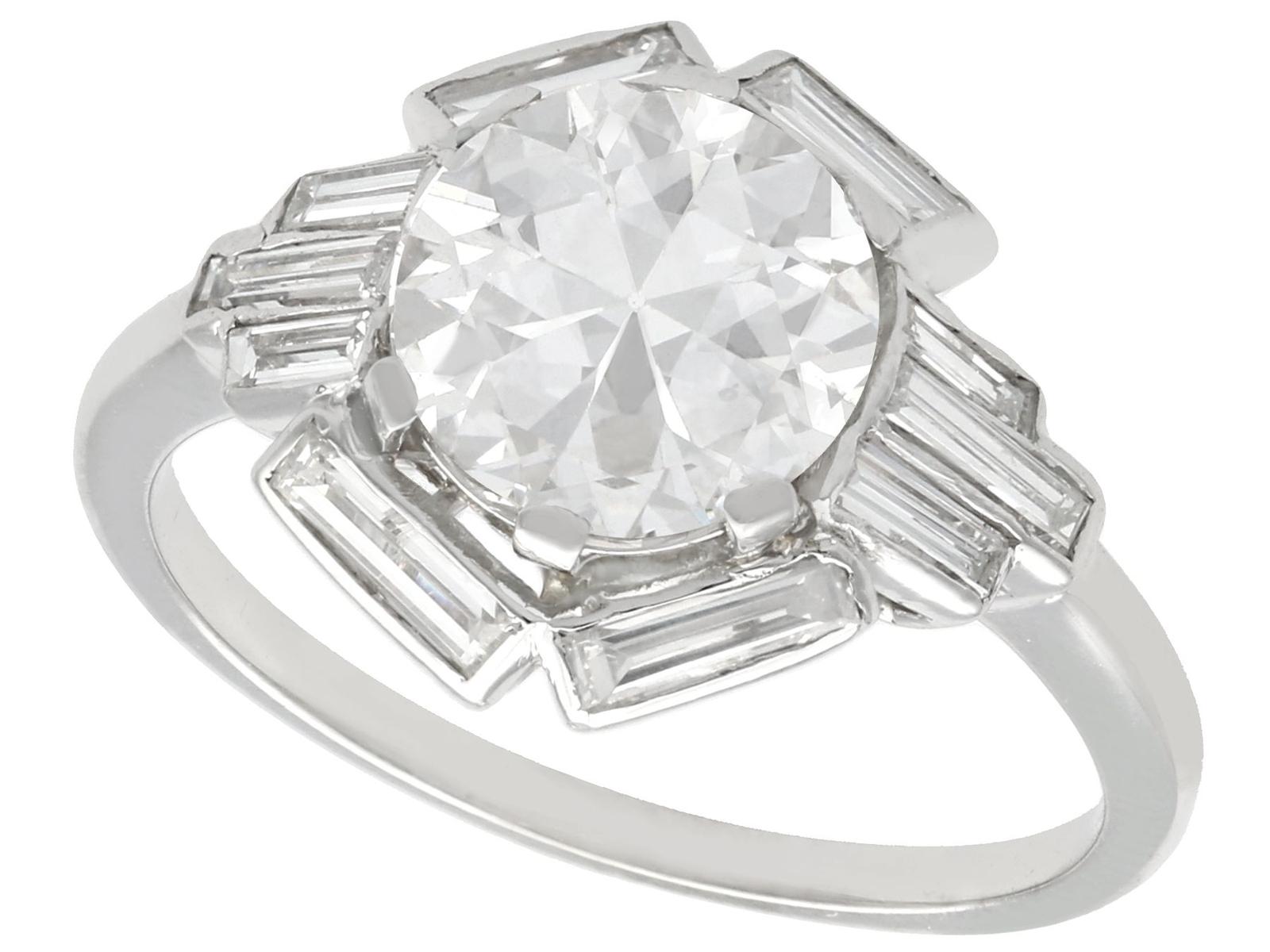 3.26ct Diamond & Platinum Cocktail Ring - Art Deco c.1935 (1 of 12)