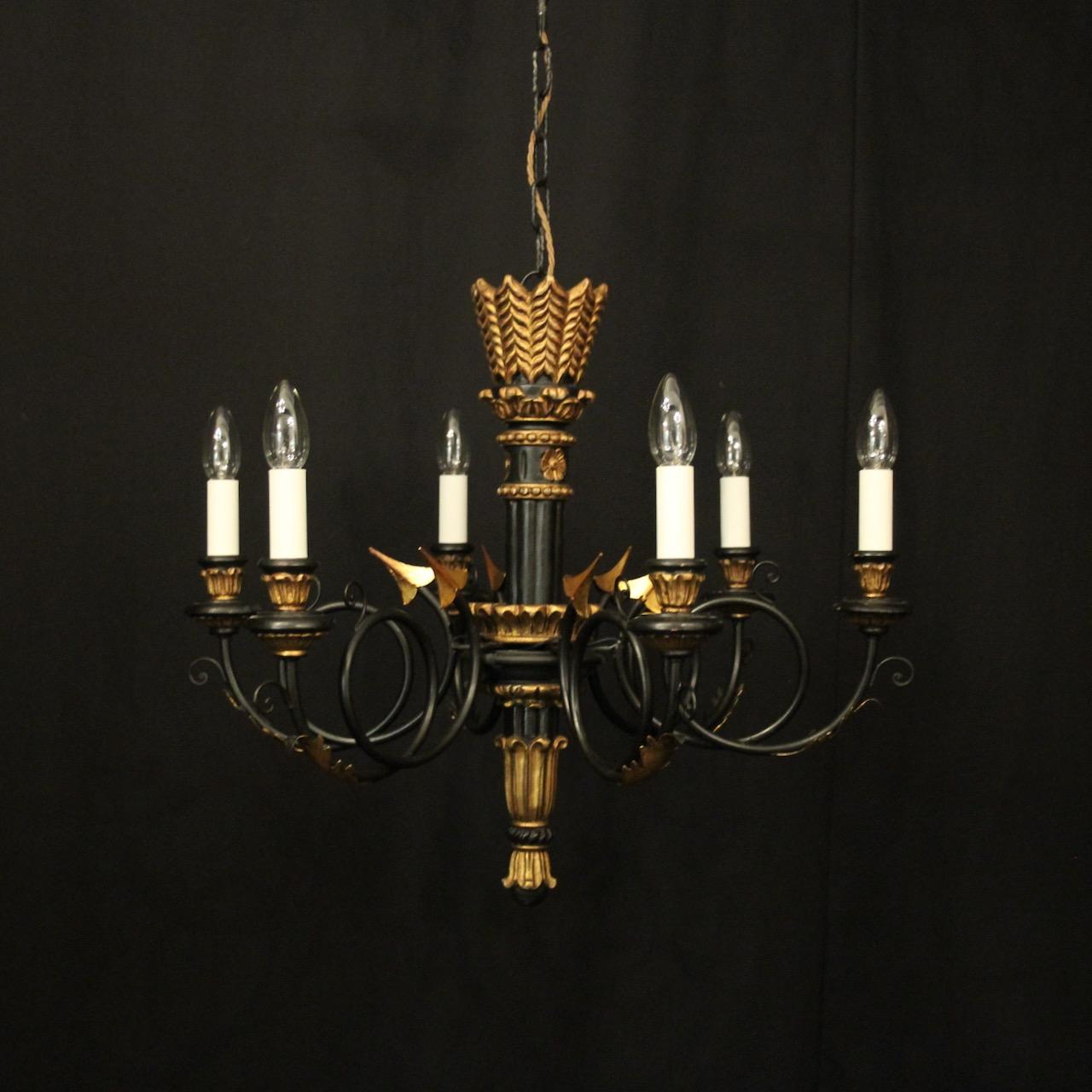 Italian Ebonised & Giltwood 6 Light Chandelier (1 of 10)