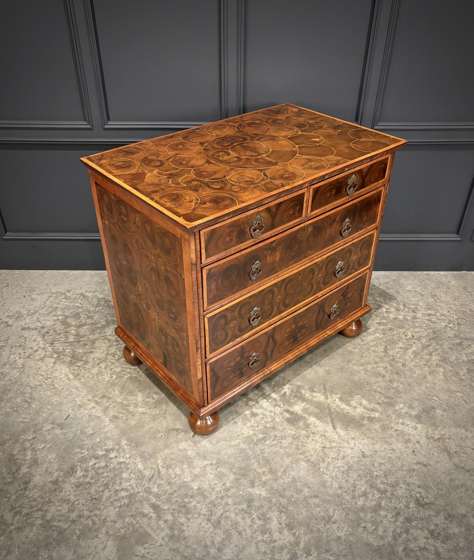 William & Mary Walnut Oyster Chest (1 of 10)