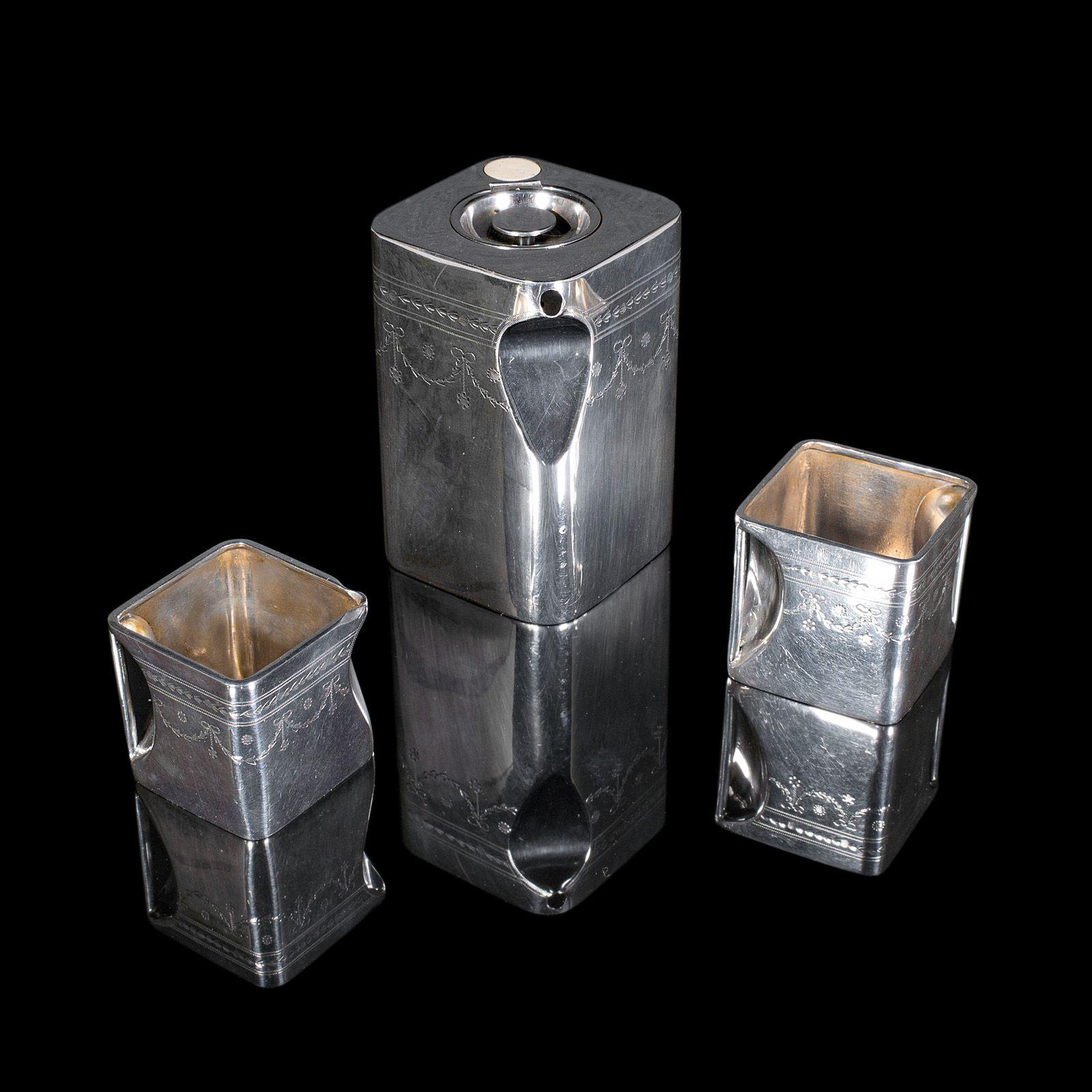 Antique English Silver Plate Cube Tea & Coffee Set: Pourer & Creamer c.1920 (1 of 12)