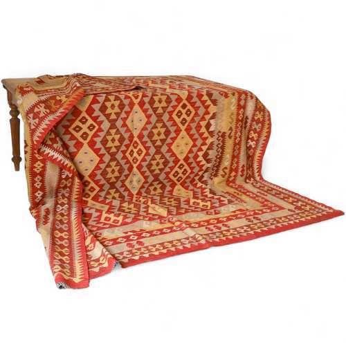 Mid 20th Century Kilim Rug - Red Background (1 of 9)